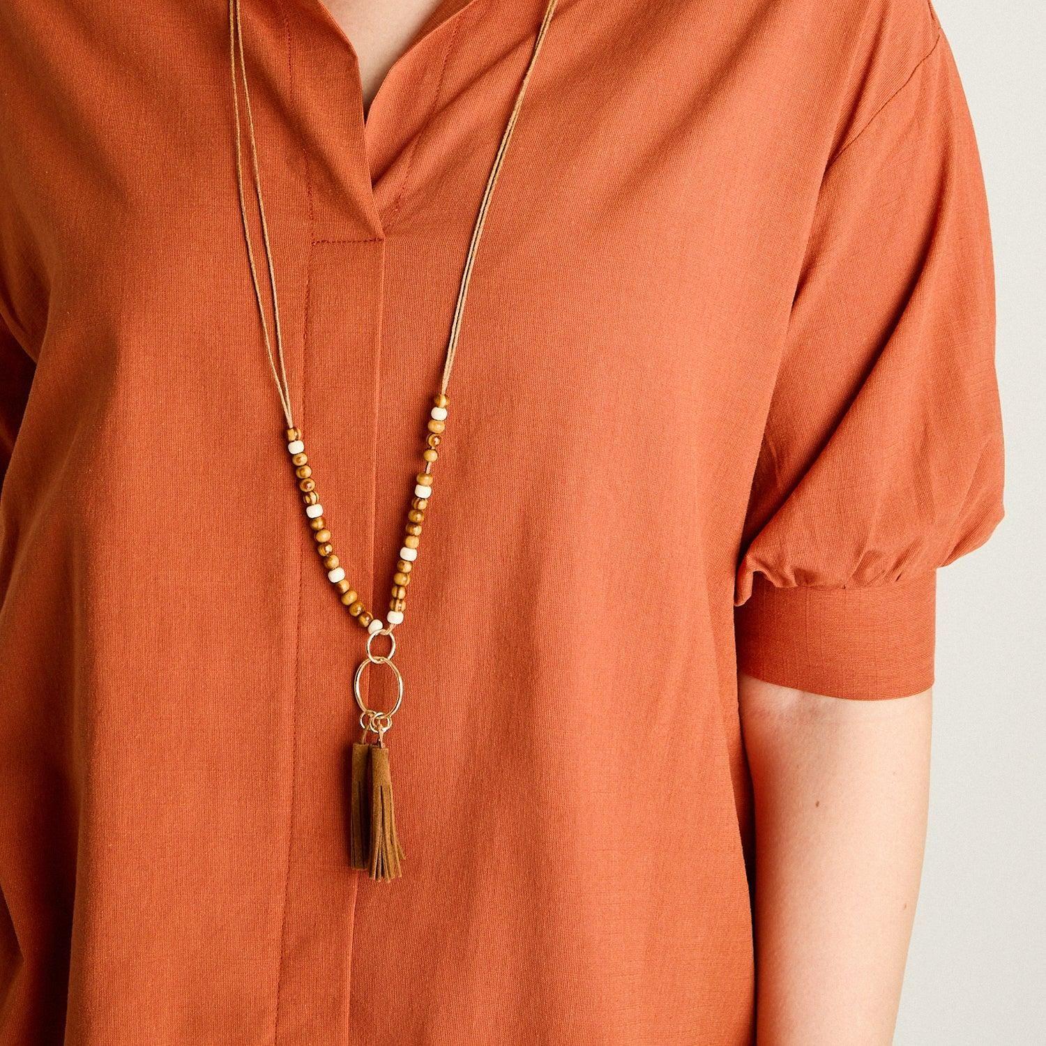 Blusa Terracota Manga 3/4 No Elasticado Calce Holgado-2