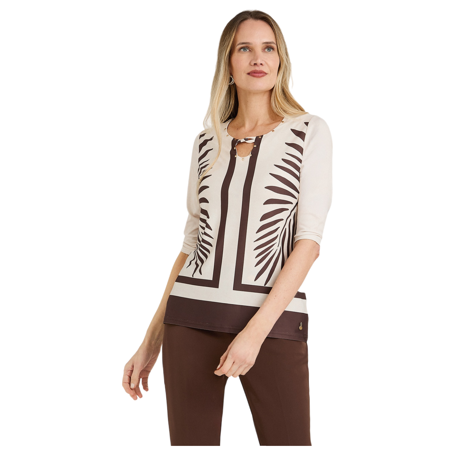 Polera Polyspandex Manga 3/4 Beige-0