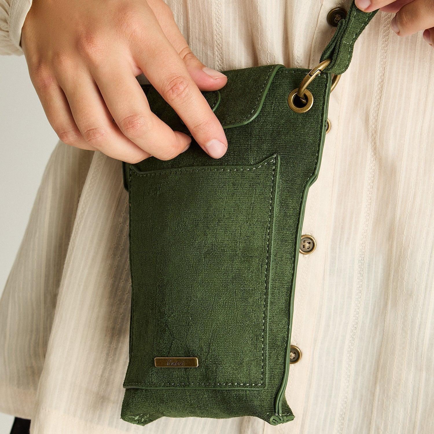 Porta Celular De Suede Texturizado Verde-2