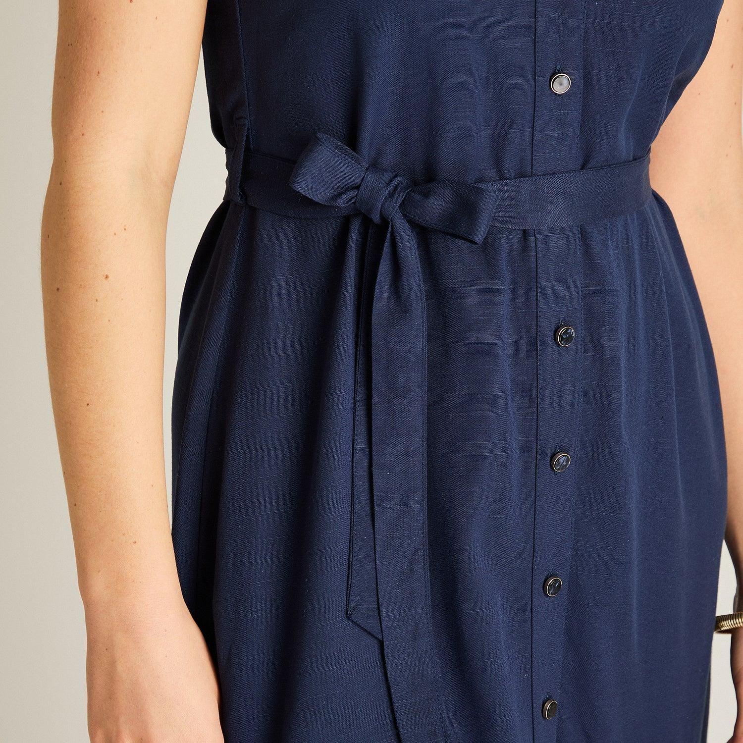 Vestido Midi Azul Lino-2