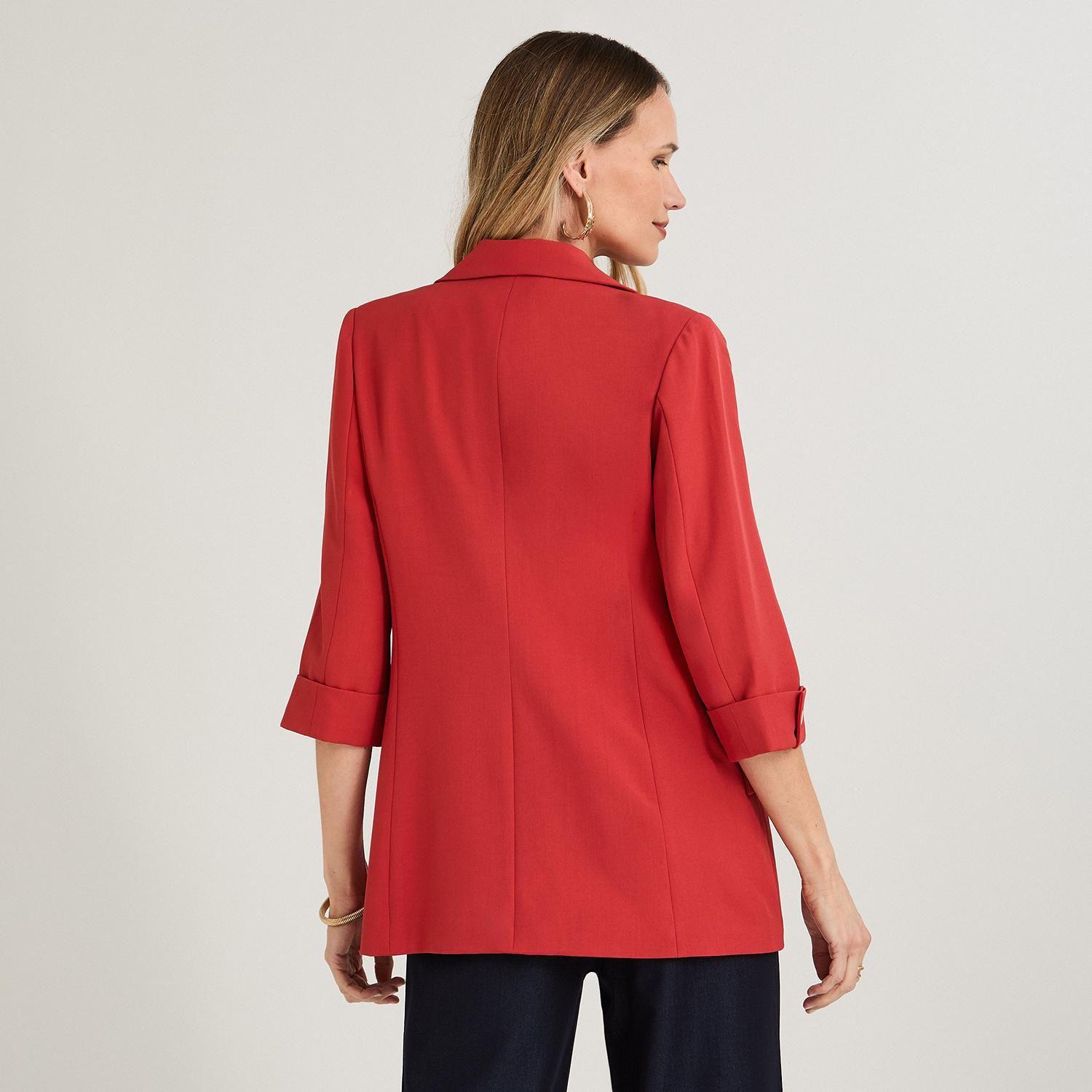 Blazer Manga 3/4 Bolsillos con Solapa Rojo-1