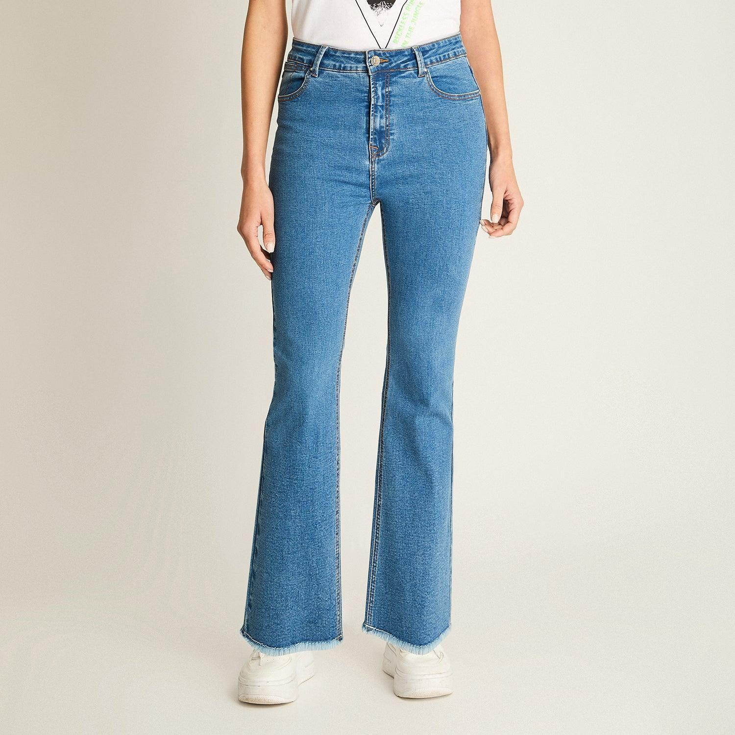 Jeans Azul Flare Tiro Medio-0