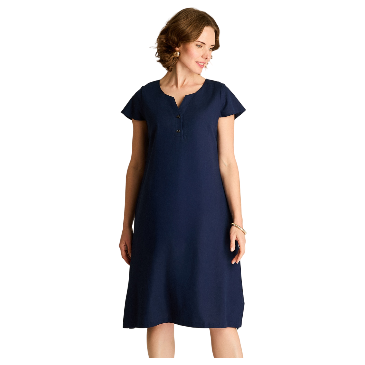 Vestido Midi Azul Sin Forro Calce Holgado-0