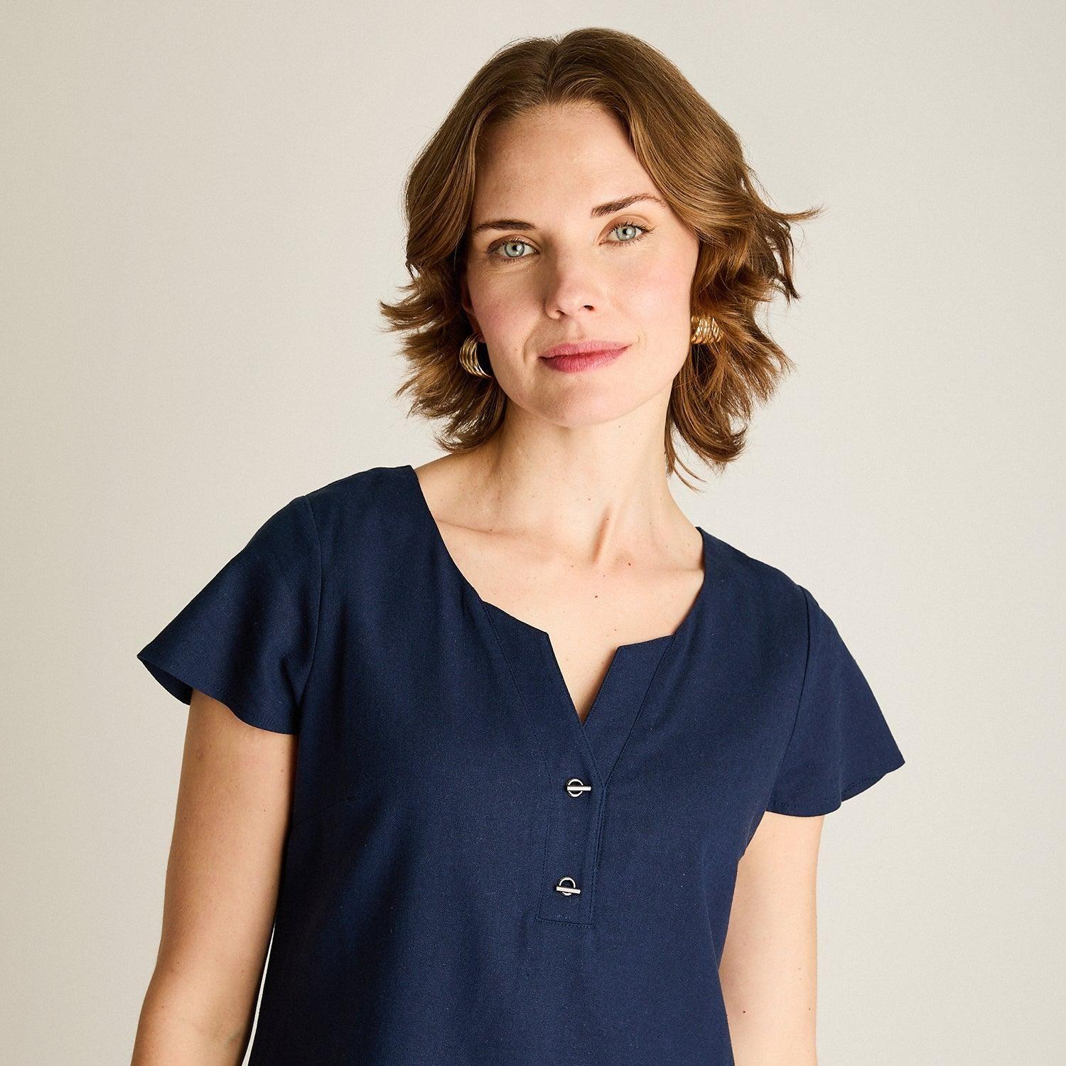 Vestido Midi Azul Sin Forro Calce Holgado-2