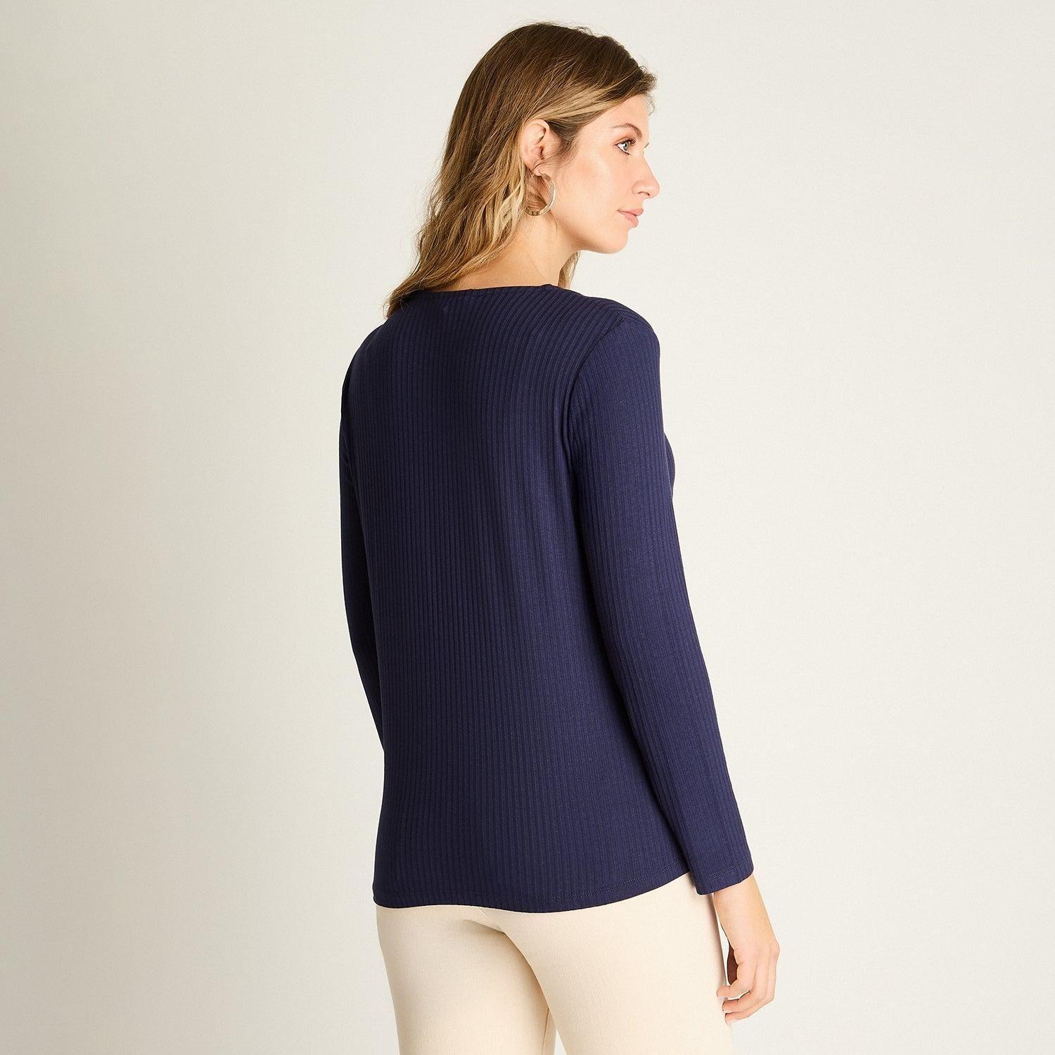 Polera Azul Escote V-1