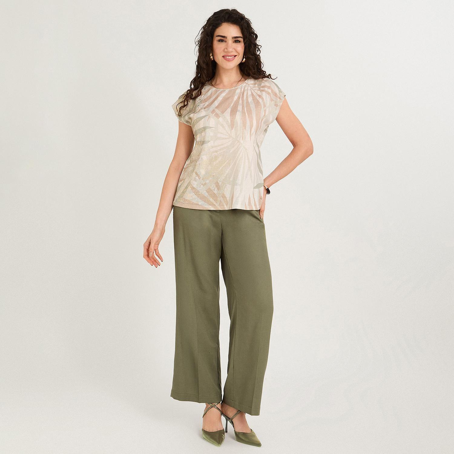 Polera Slab Estampada con Aplicación Beige-3