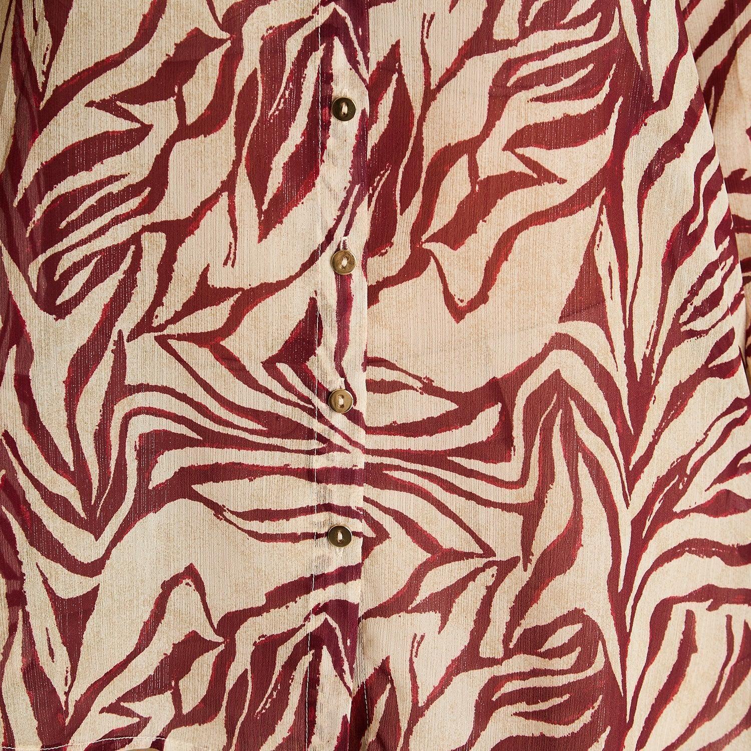 Blusa Camisera Burdeo Estampada con Lurex-2