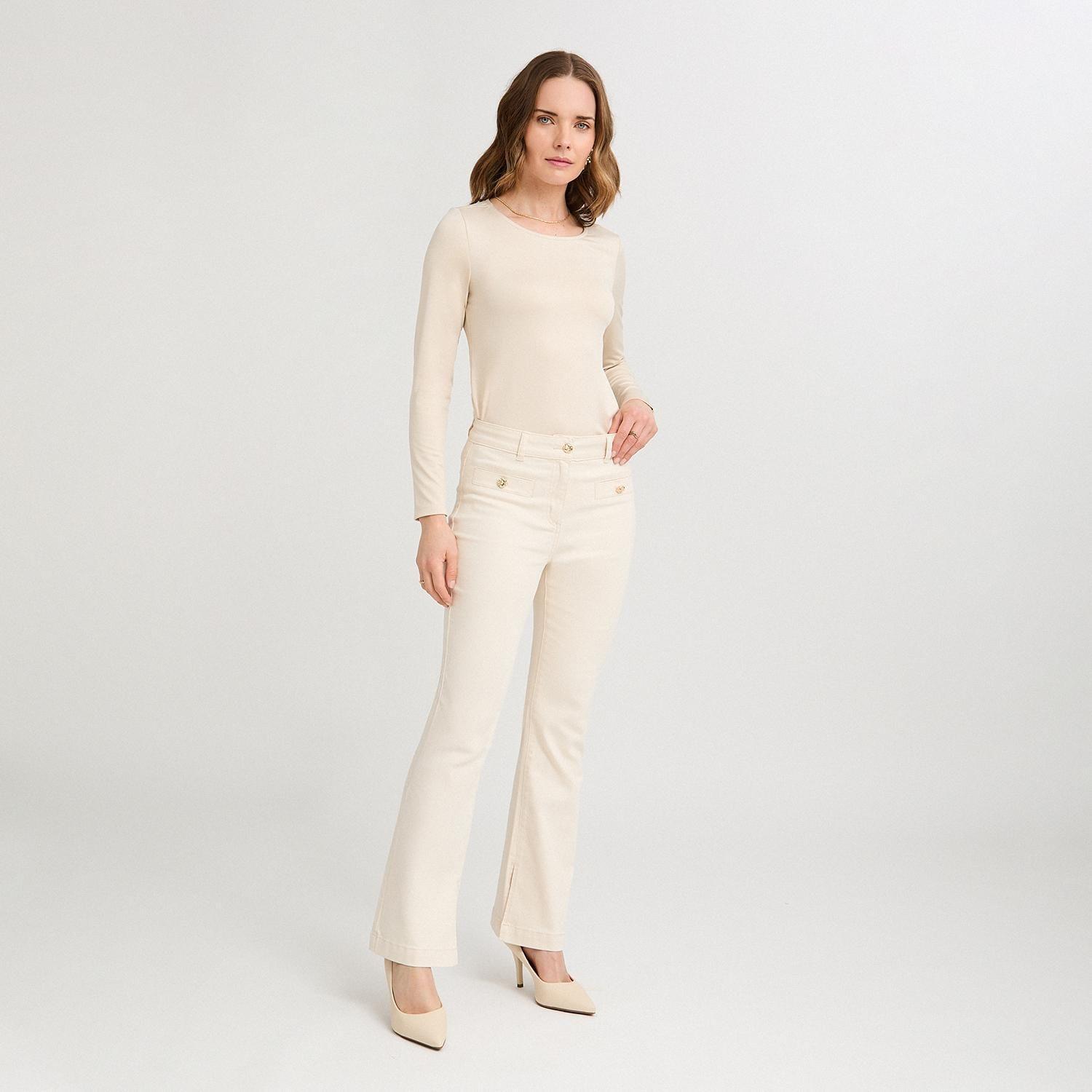 Jeans Flare 3 Botones Amarillo-3
