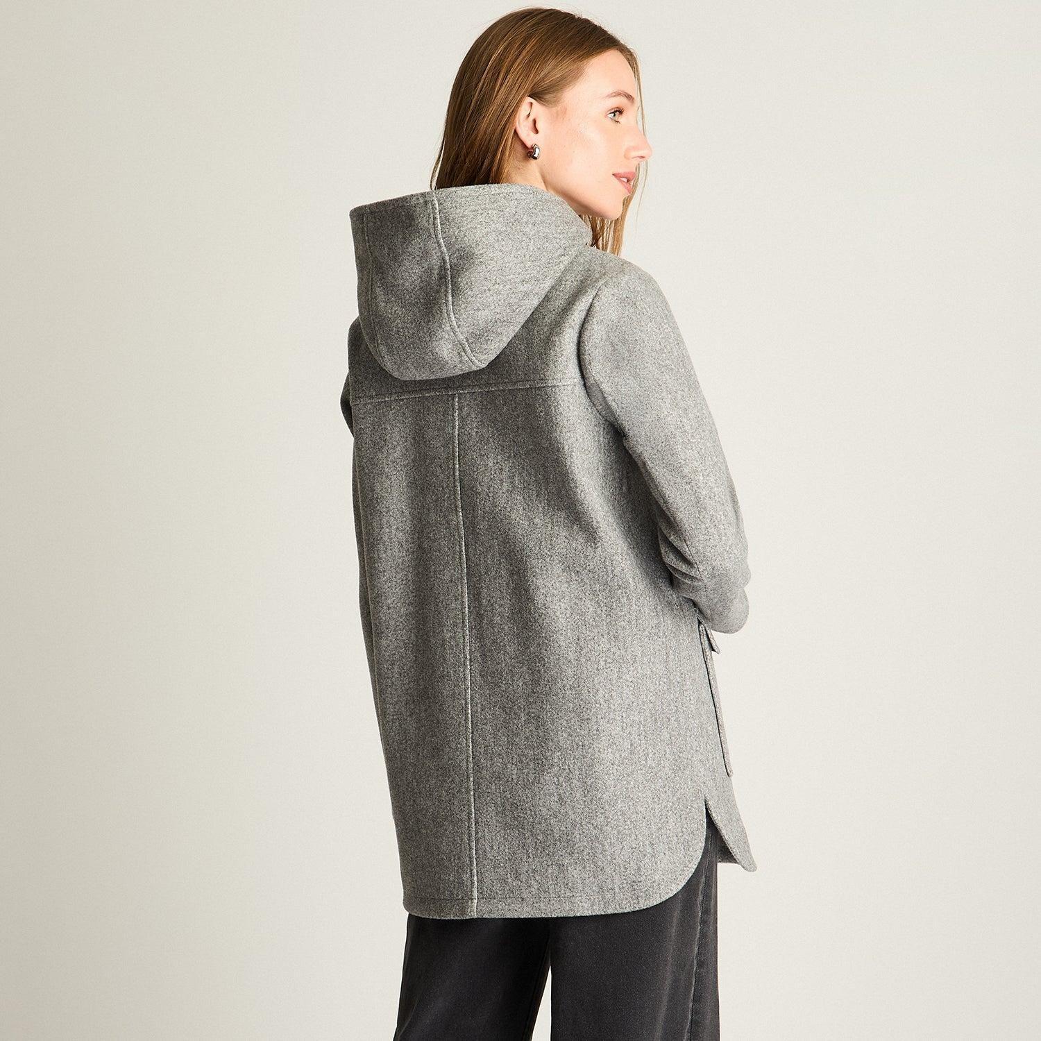 Abrigo Con Gorro Forrado En Piel Gris-4
