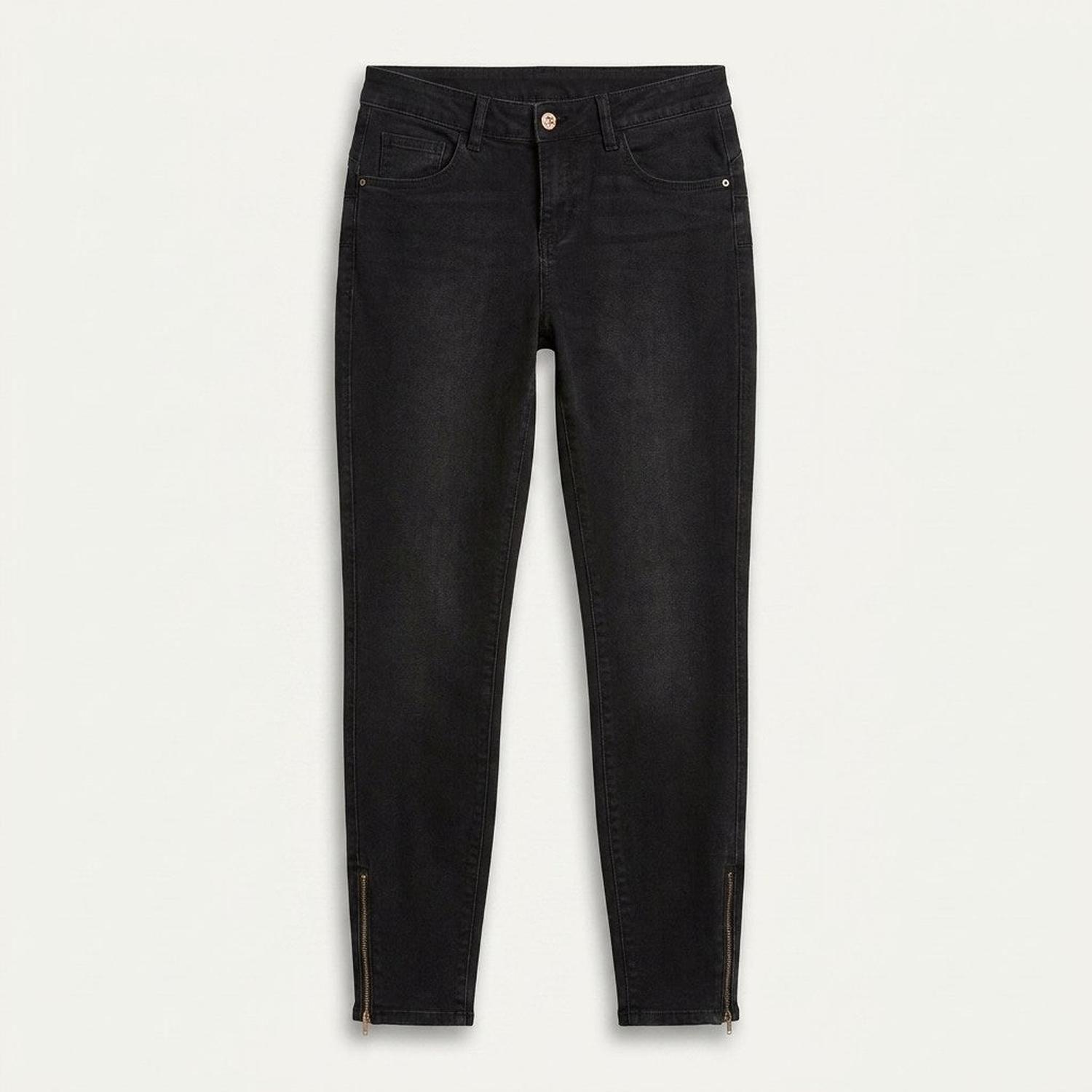 Jeans skinny negro con cierre en basta | Acuarela-4