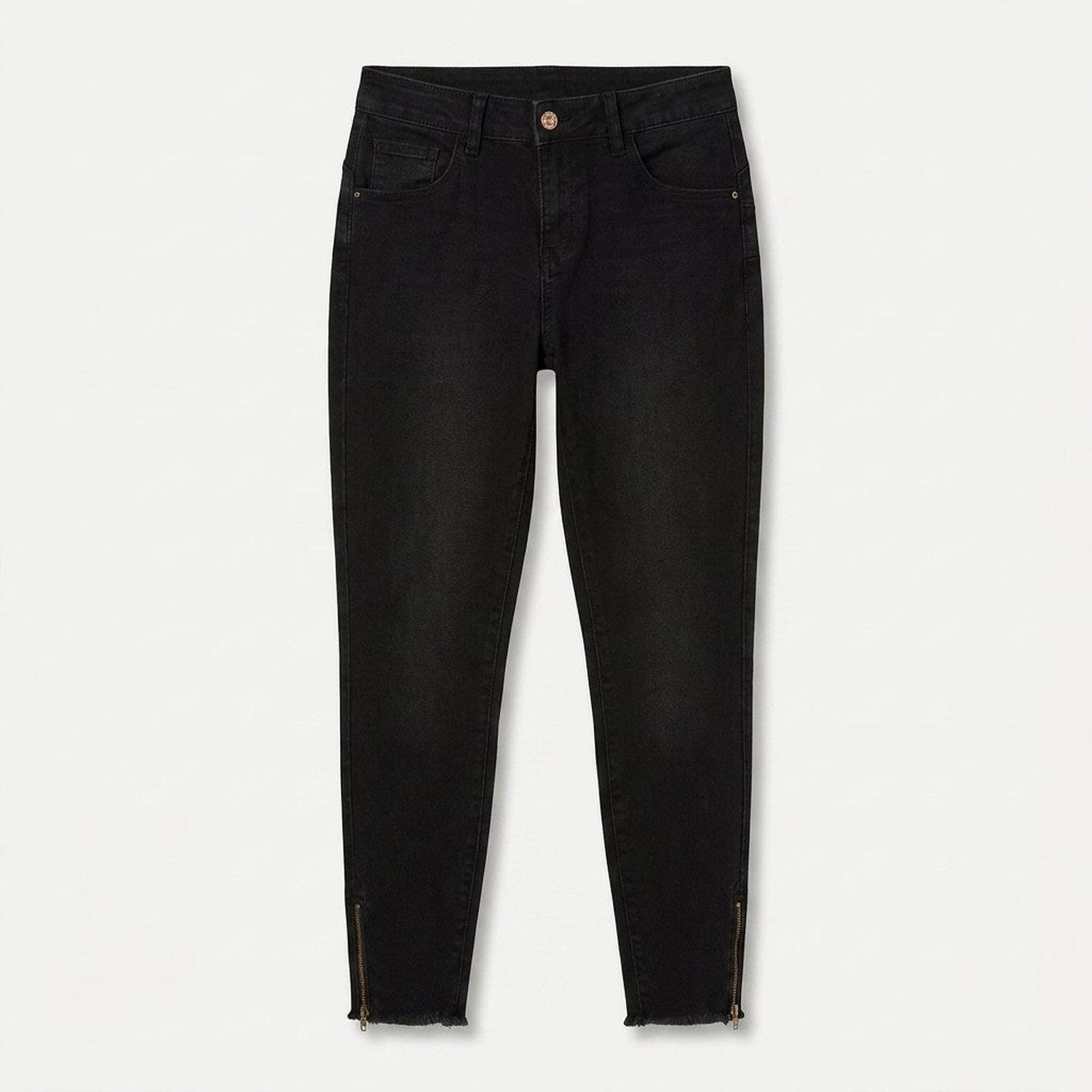 Jeans skinny negro con cierre en basta | Acuarela-5