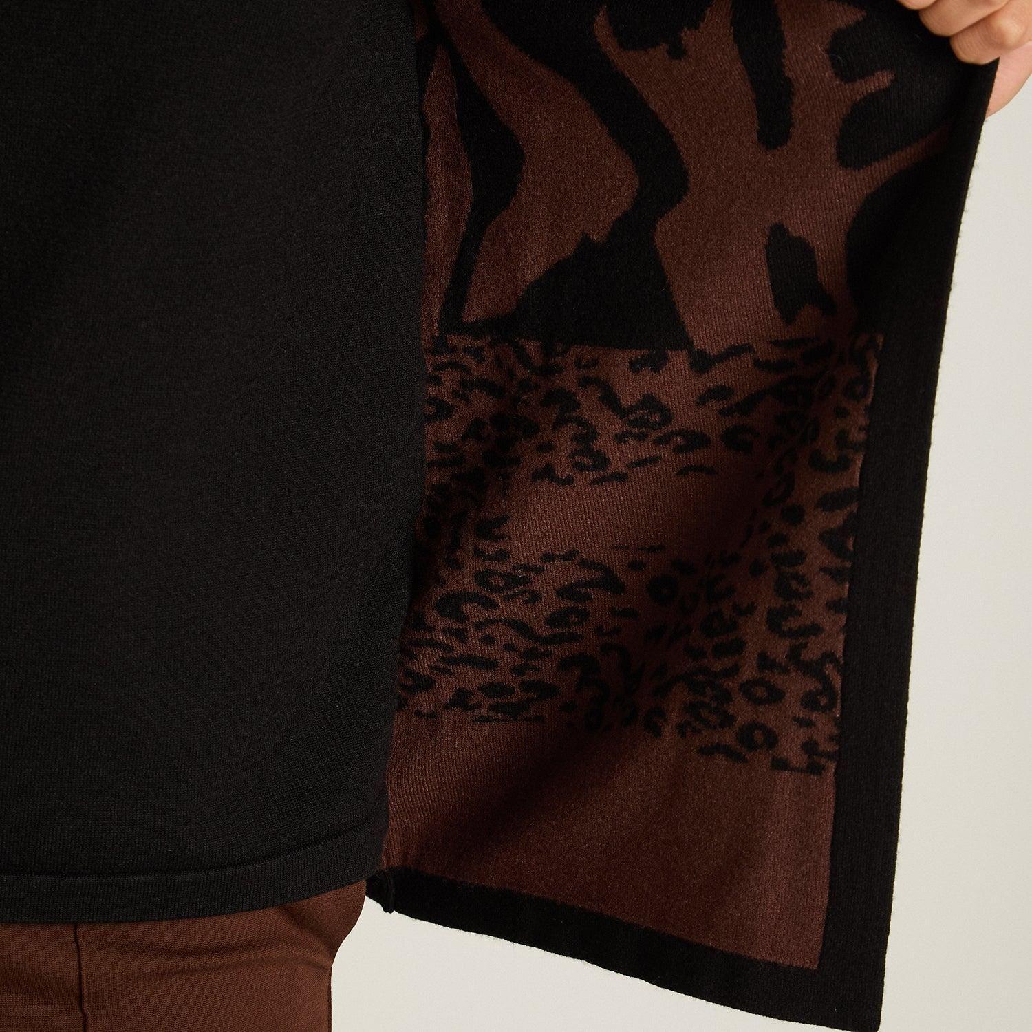 Sweater Cafe Manga Larga Elasticidad Media Sin Forro Calce Normal Tela Tejido-2