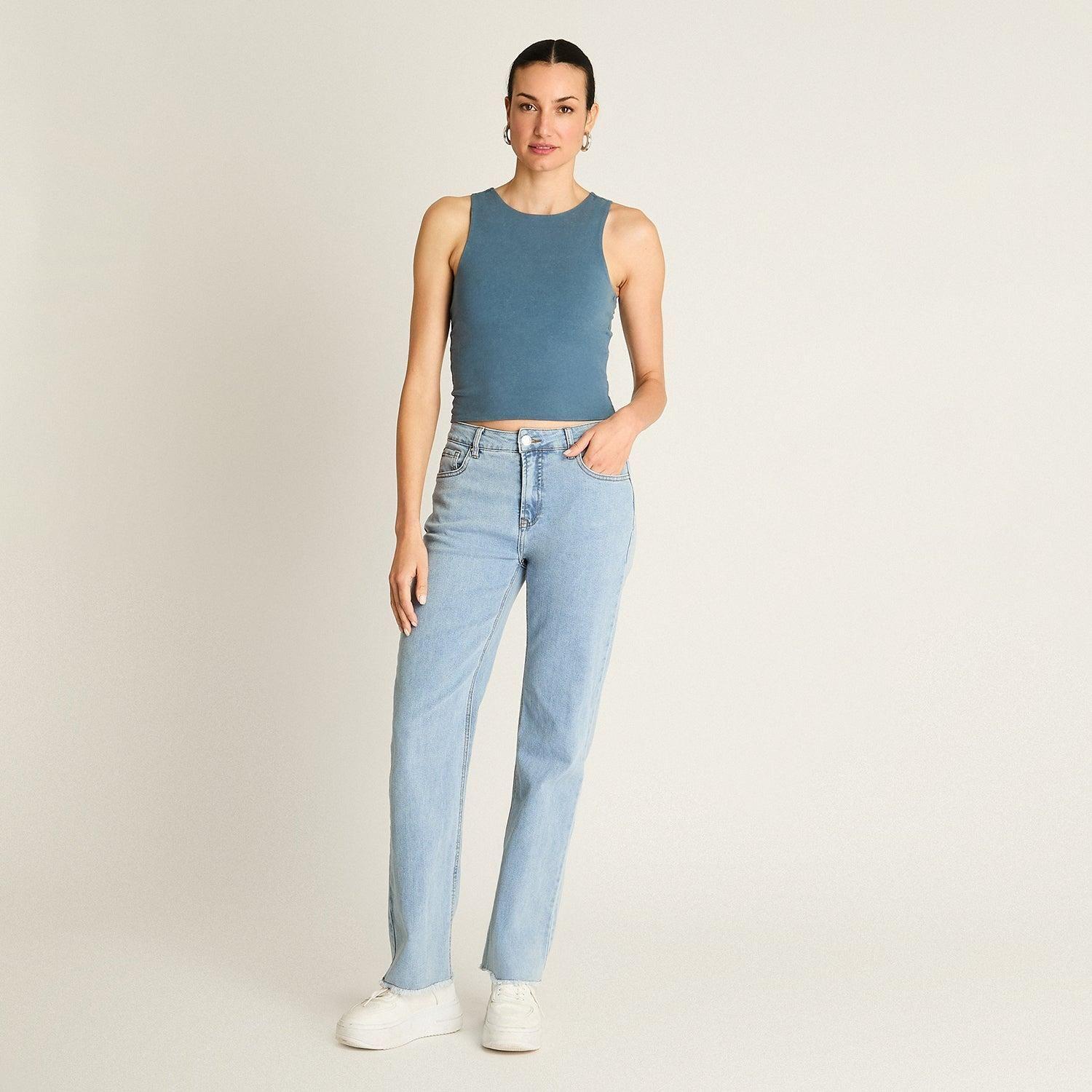 Jeans Celeste Corte Semi Flare-3