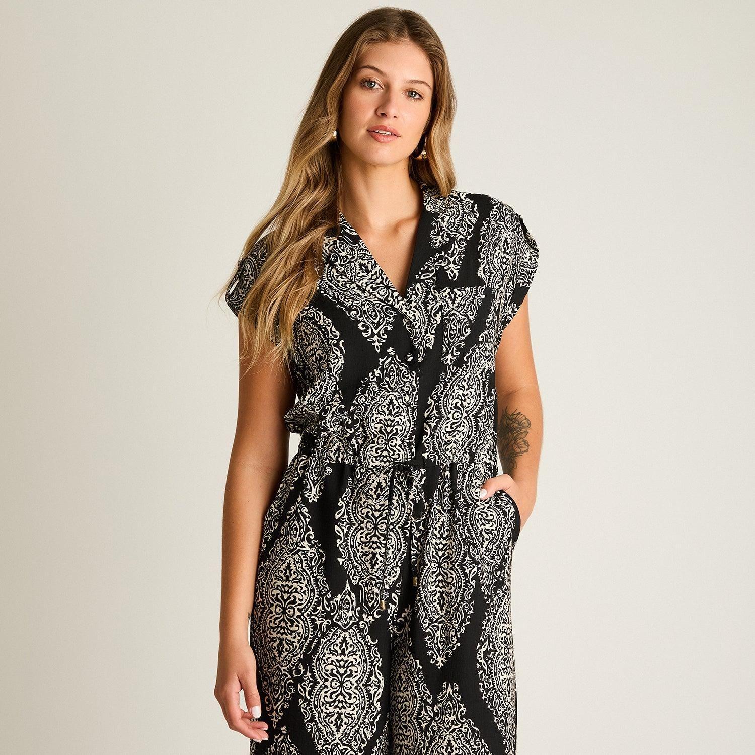 Enterito Negro Wide leg No Elasticado Calce Normal-2