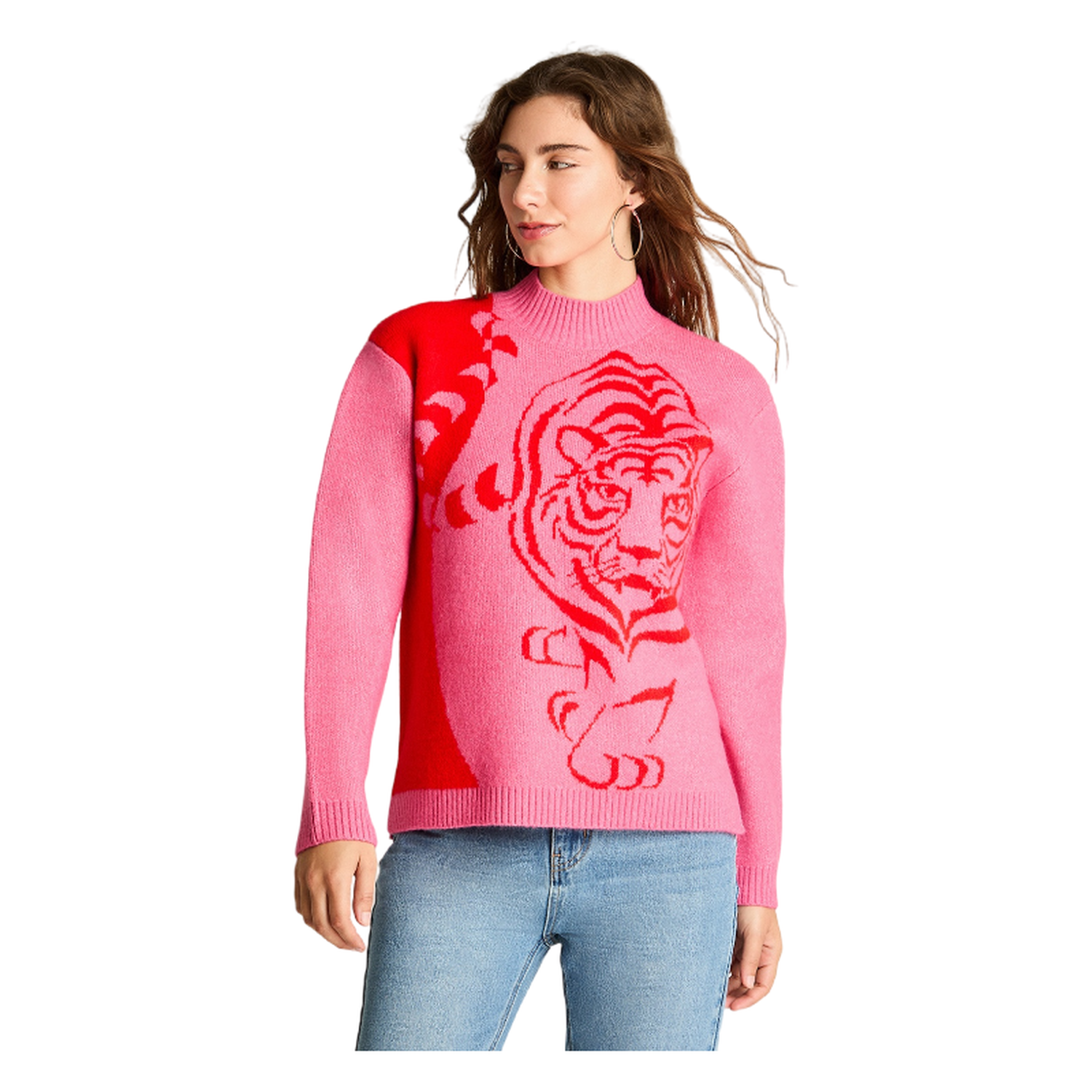 Sweater Manga Larga Jacquard Estampado Blanco-0
