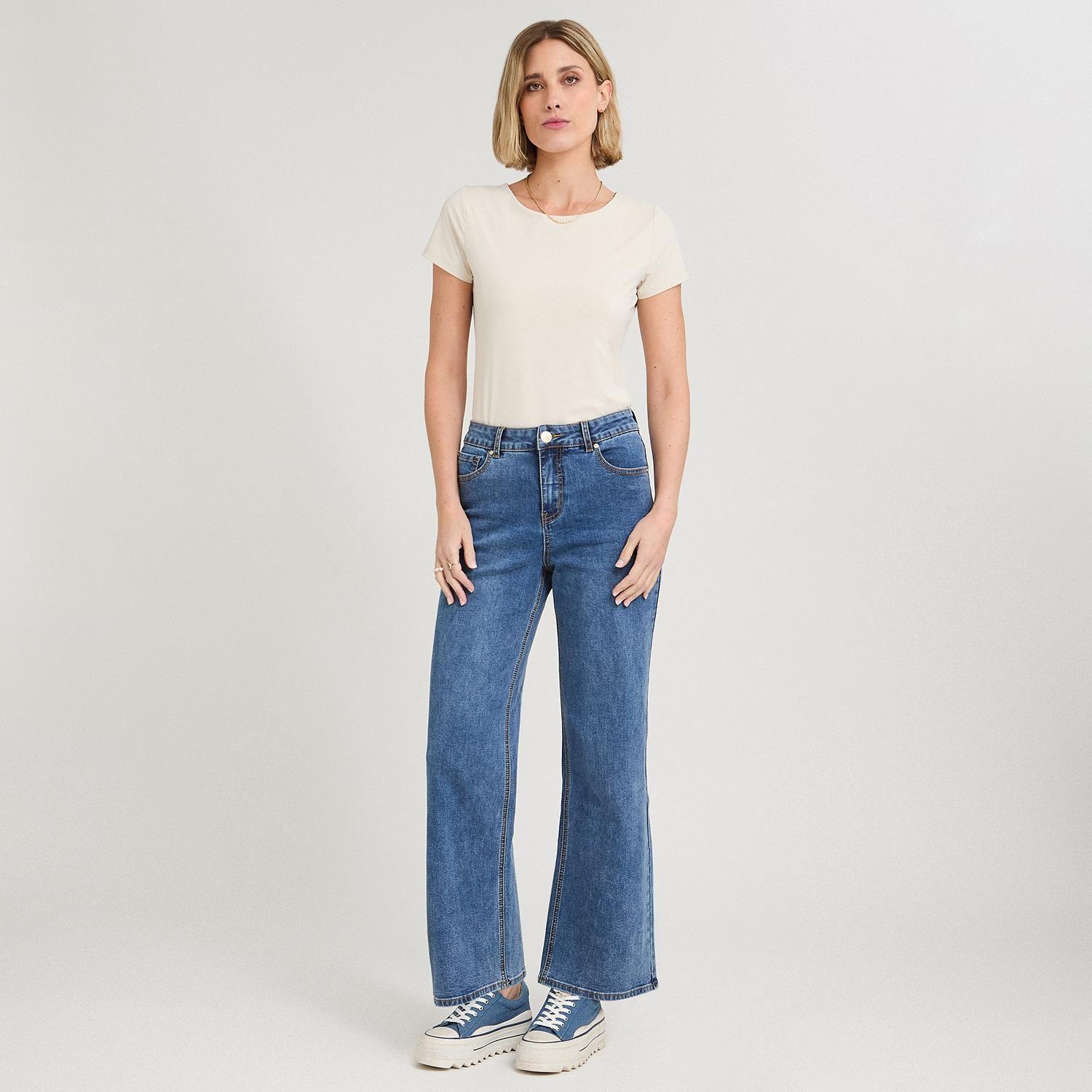 Jeans Wideleg Control de Abdomen Azul-3