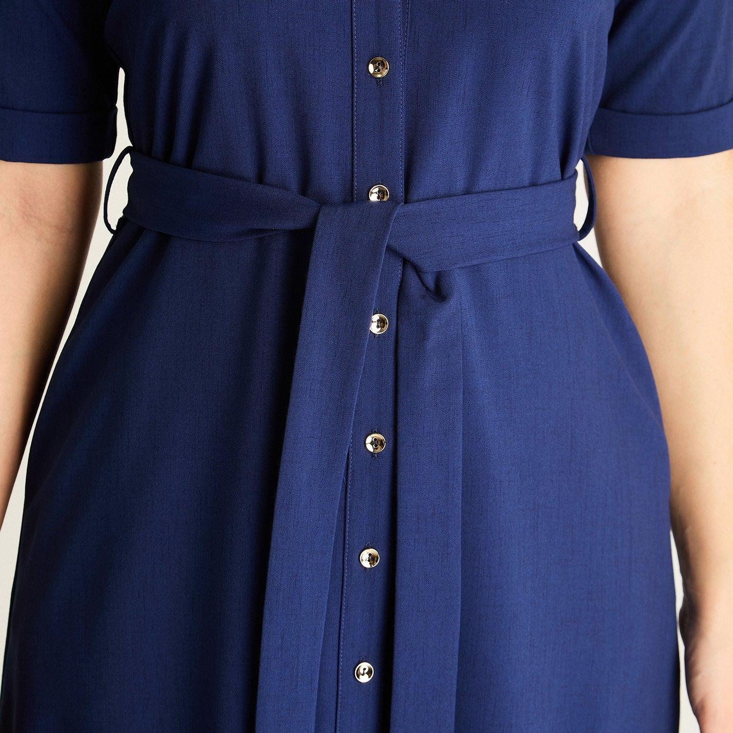 Vestido Midi Azul Camisero-2