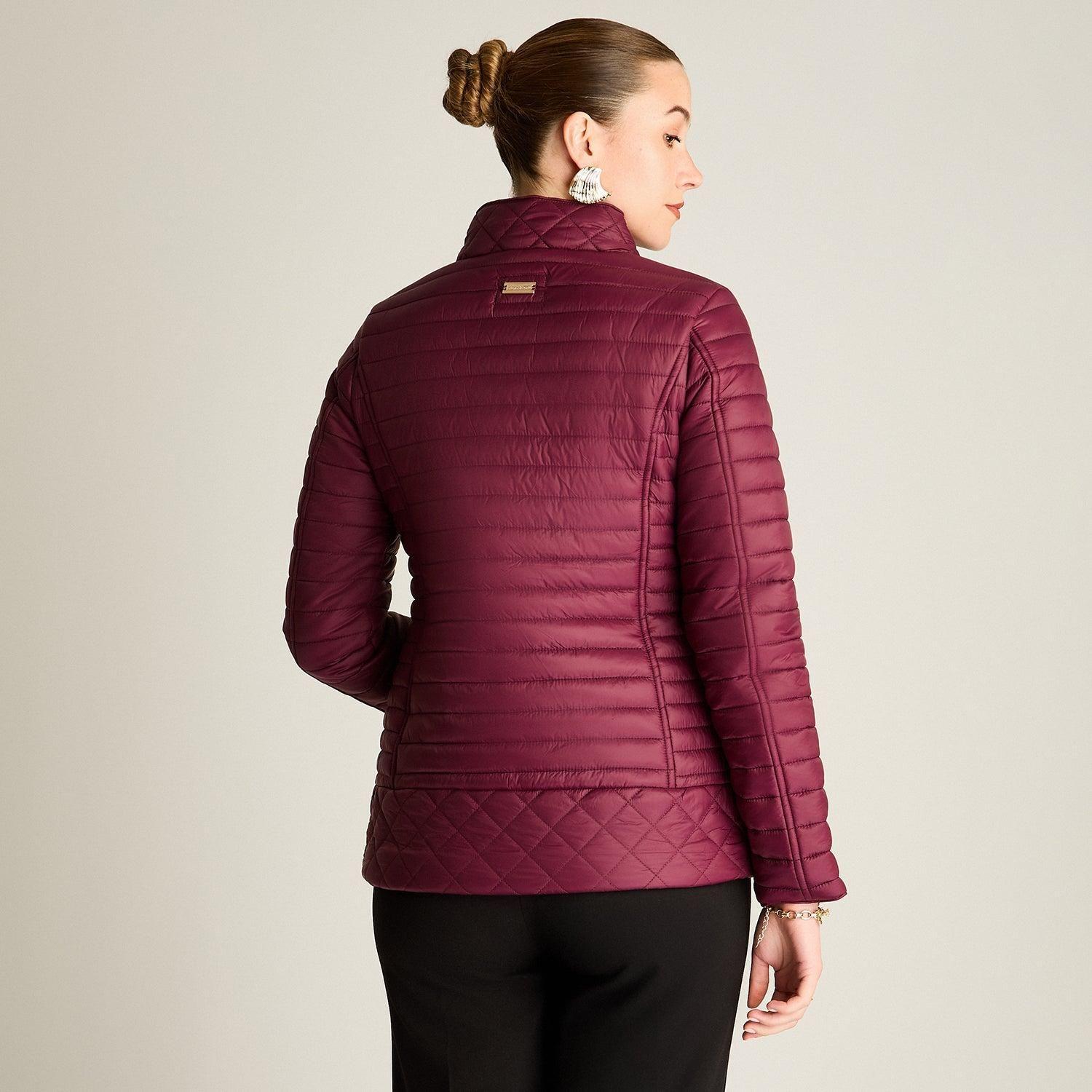 Parka Burdeo Manga Larga Elasticidad Nula Con Forro Calce Normal Tela Plano-1