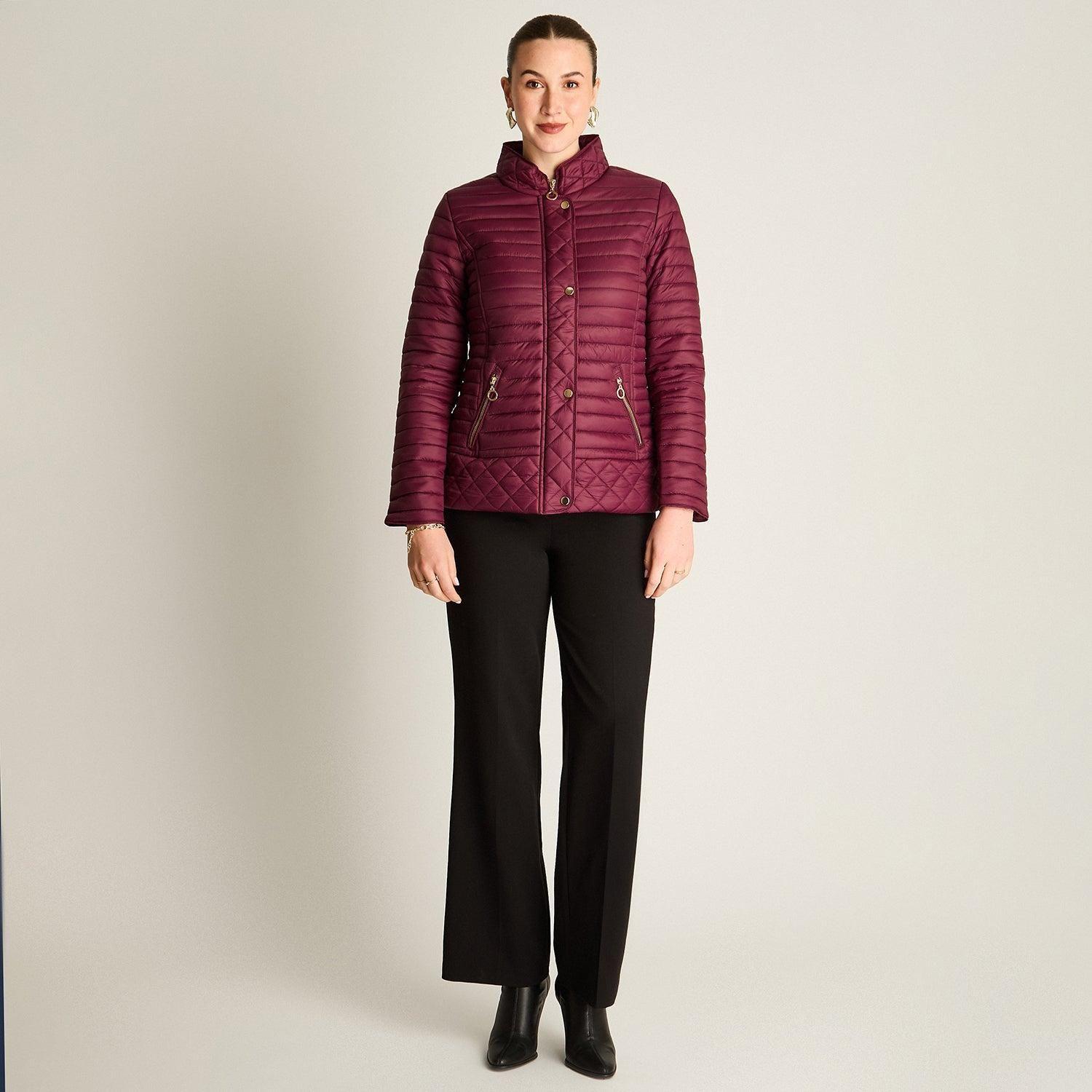 Parka Burdeo Manga Larga Elasticidad Nula Con Forro Calce Normal Tela Plano-3