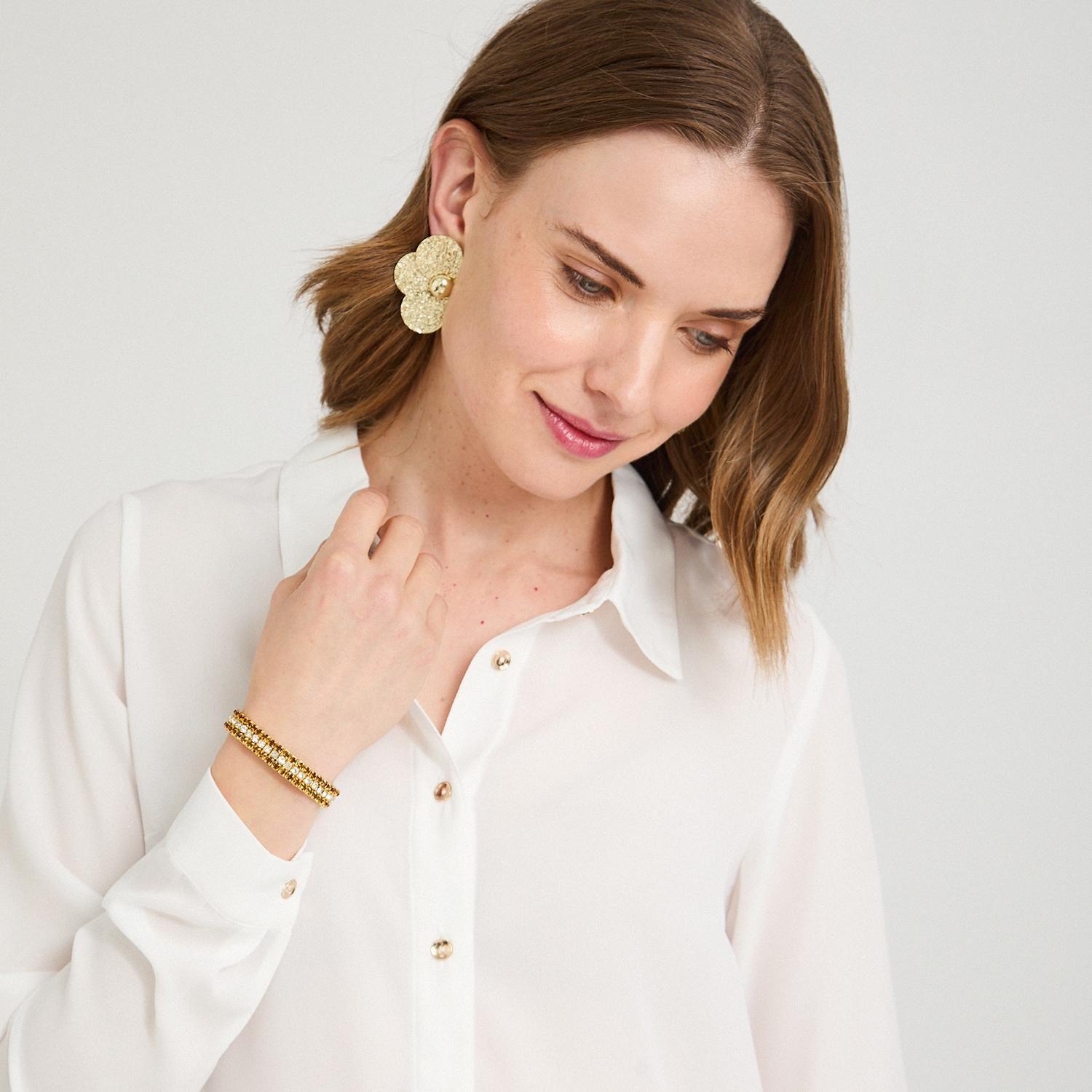 Blusa Manga Larga con Botones Blanco-2