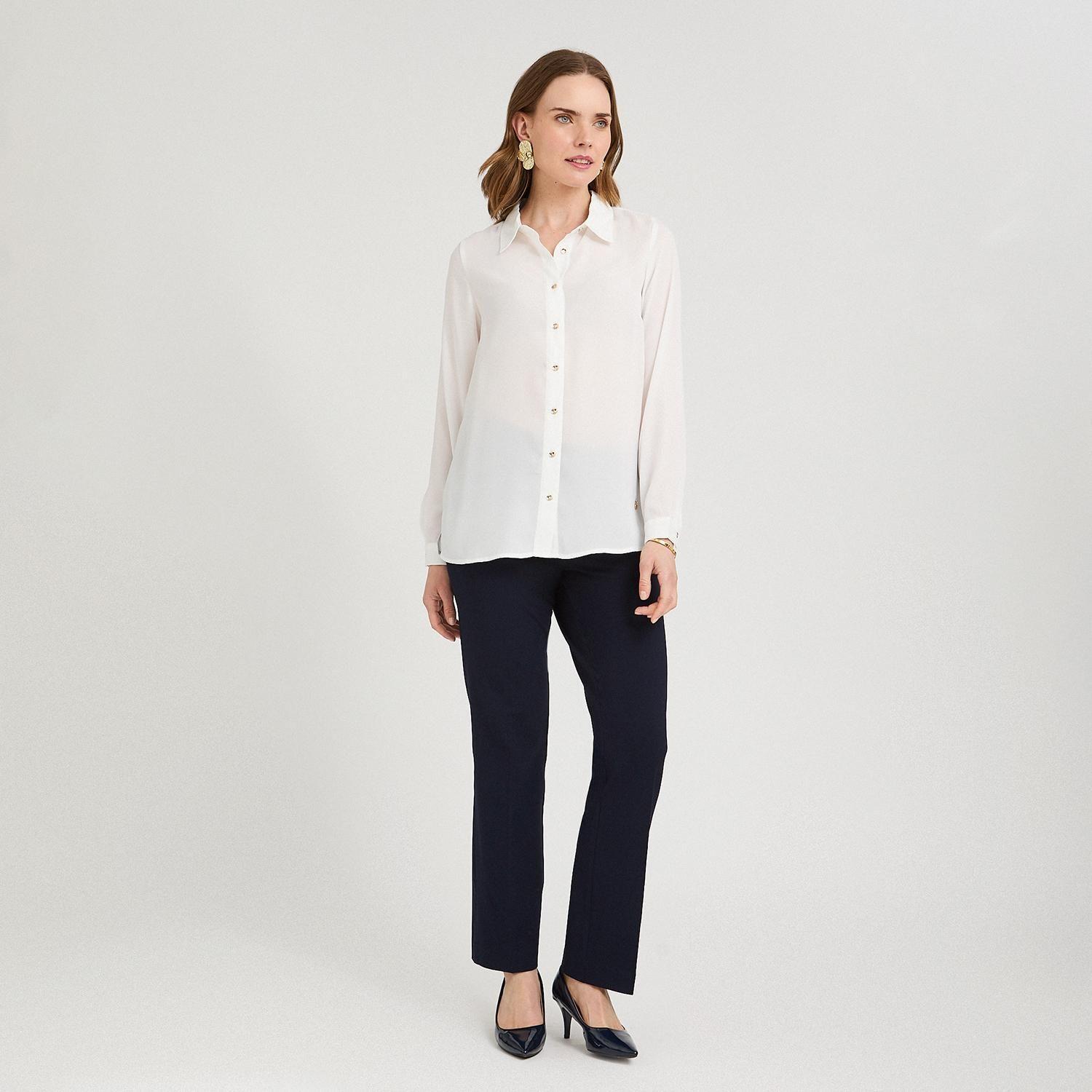 Blusa Manga Larga con Botones Blanco-3
