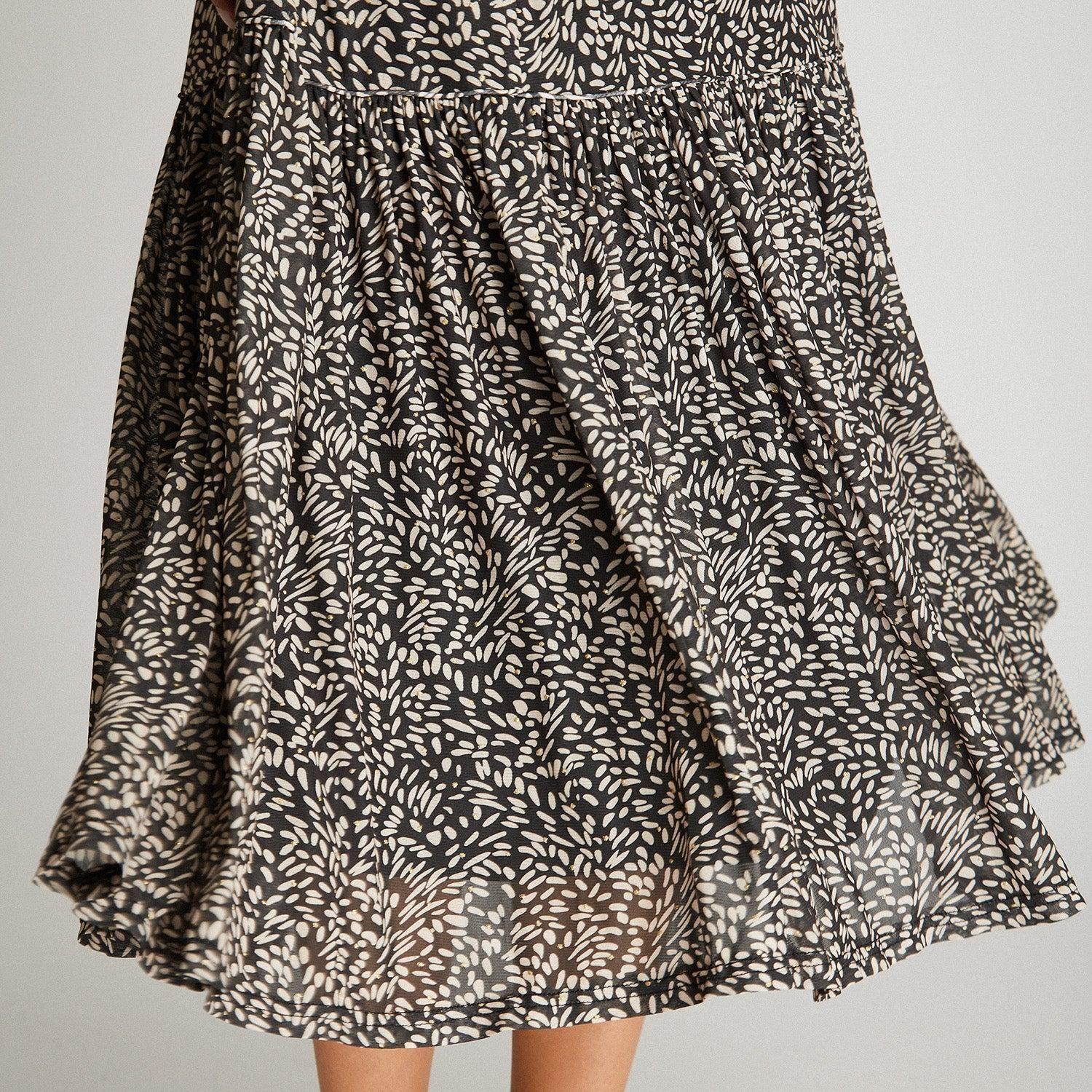 Falda Negro Larga Estampado-2