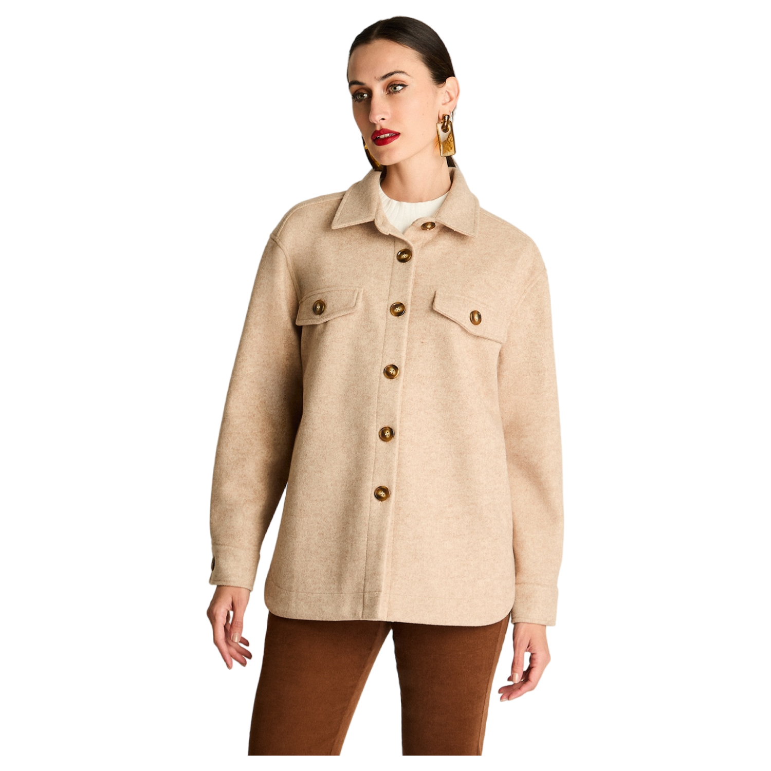 Chaqueta Sobrecamisa Manga Larga Beige-0