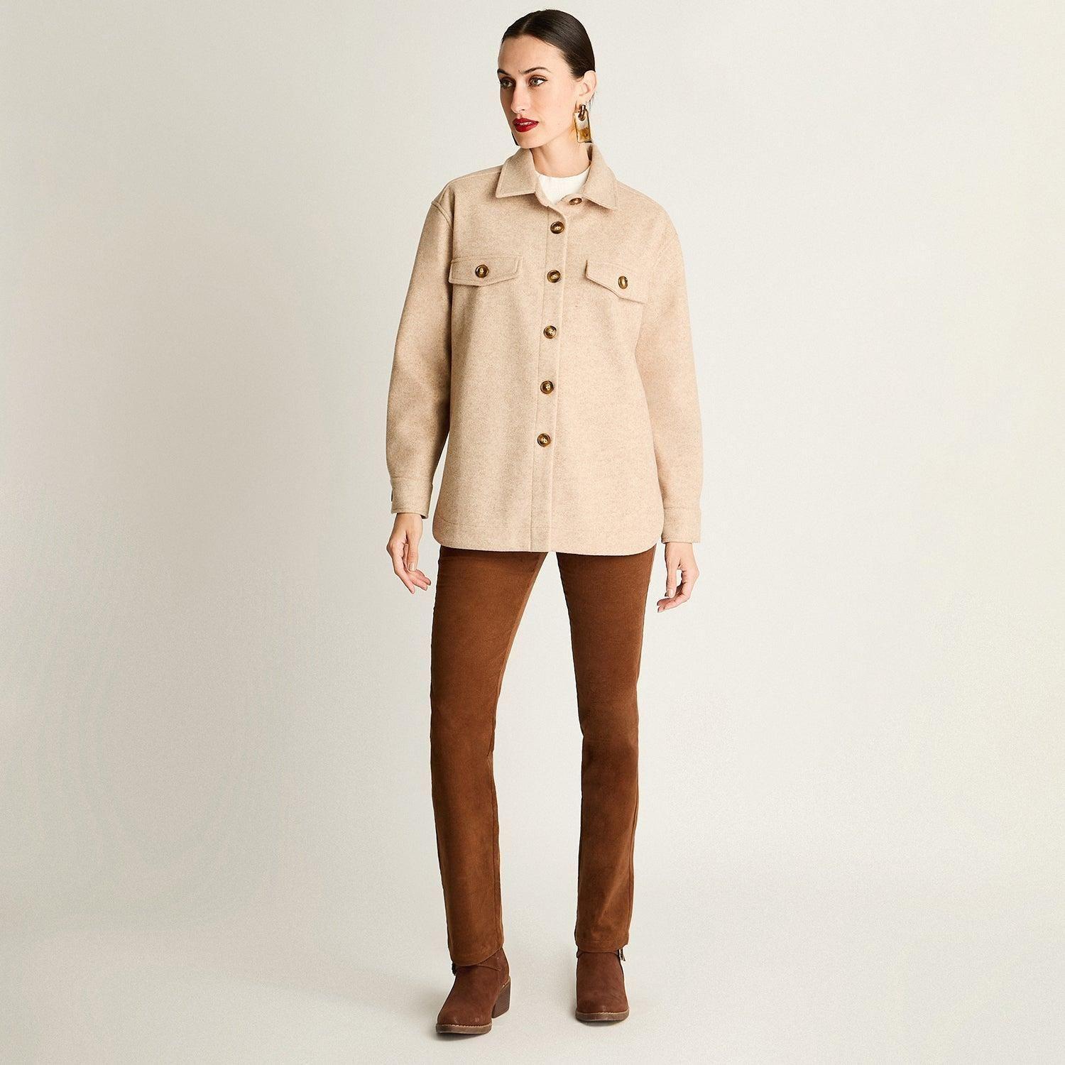 Chaqueta Sobrecamisa Manga Larga Beige-3