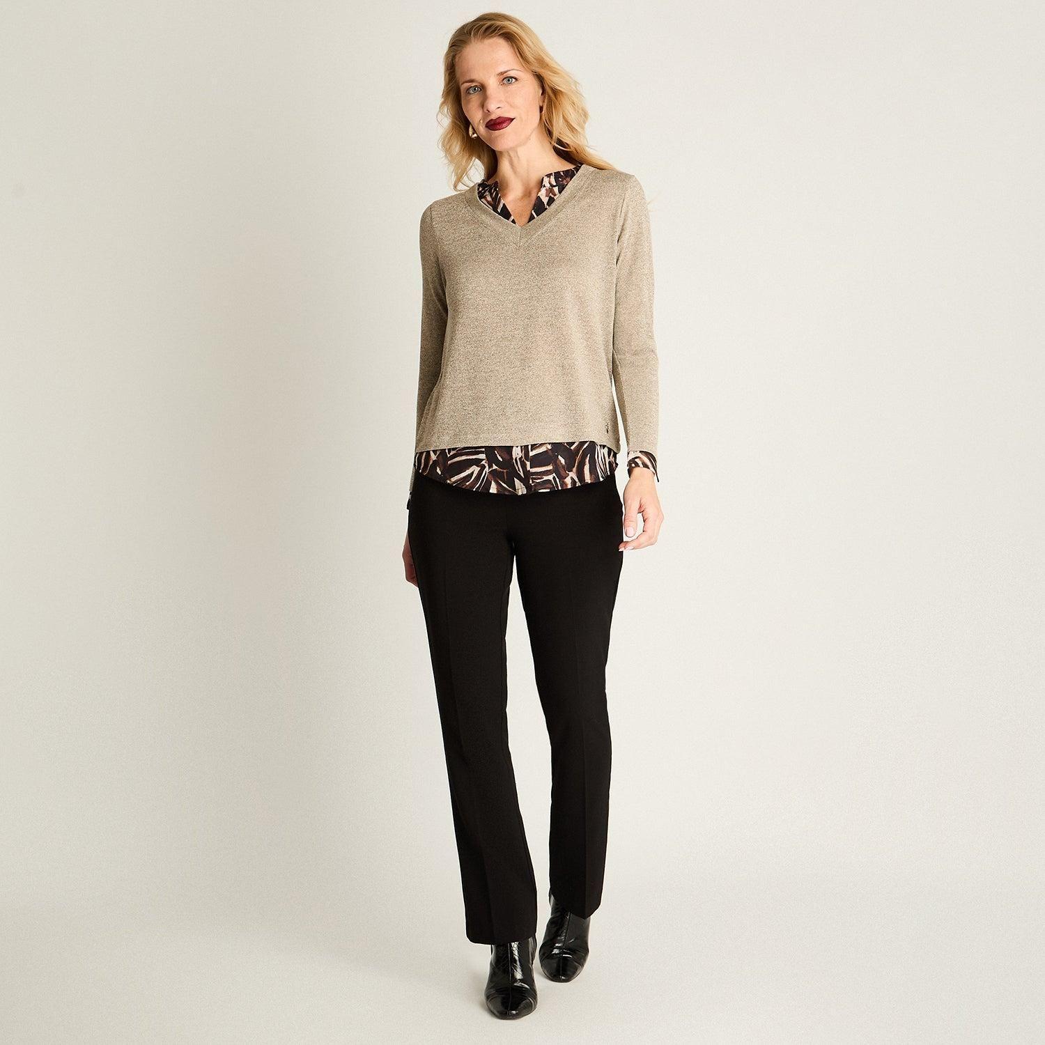 Polera Manga Larga Lanilla Twin Set Con Lurex Beige-2
