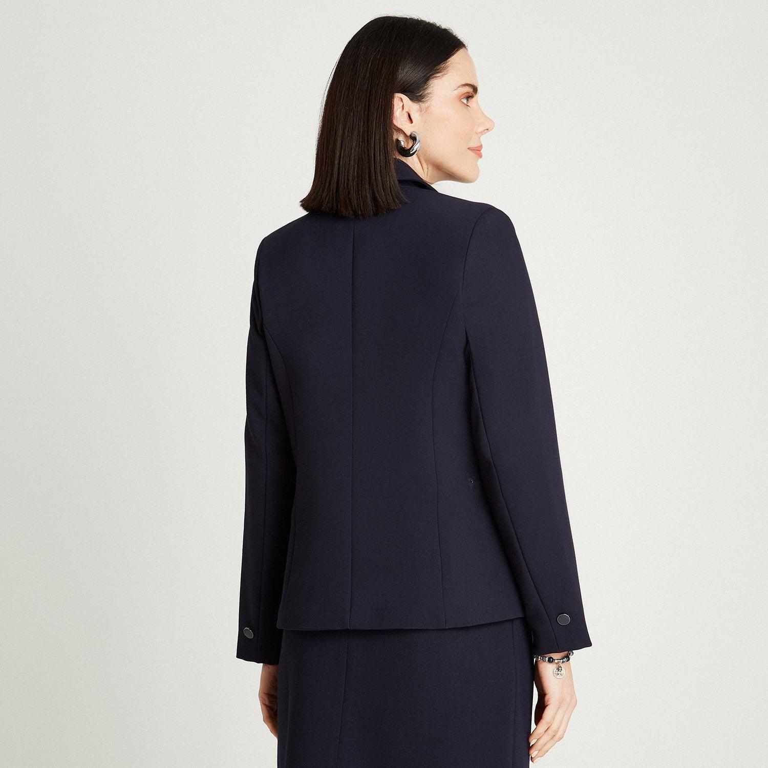 Blazer Azul Manga Larga Cuello Solapa-1