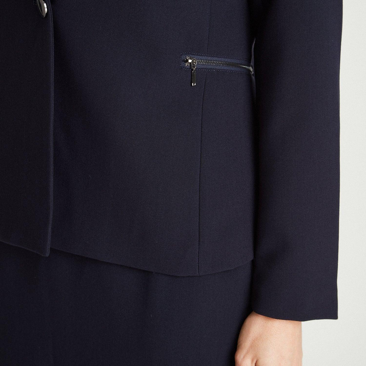 Blazer Azul Manga Larga Cuello Solapa-2