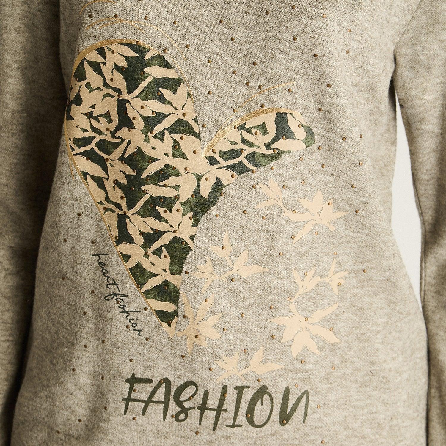Sweater De Lanilla Estampado Aplicaciones Verde-1