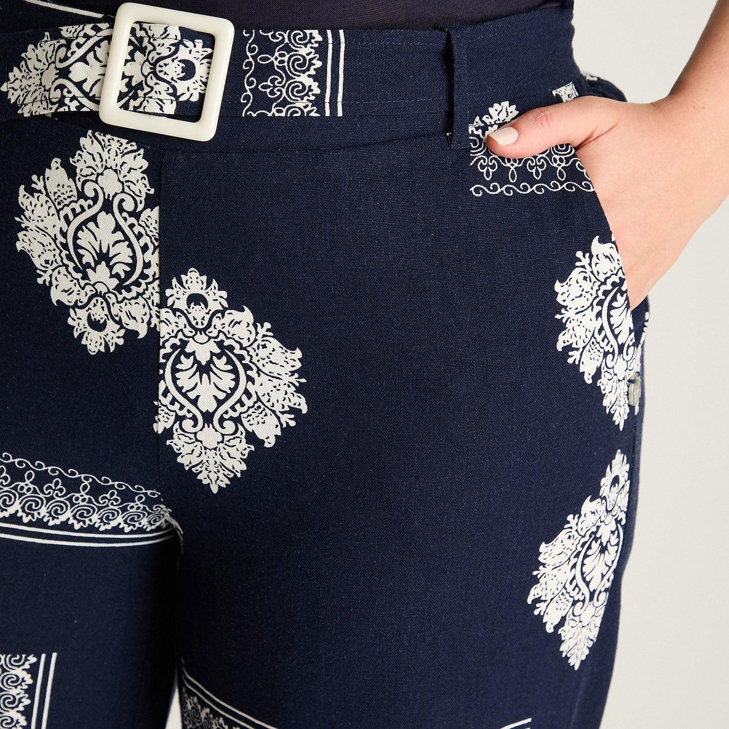 Pantalón Sport Azul Palazzo No Elasticado Calce Normal-2