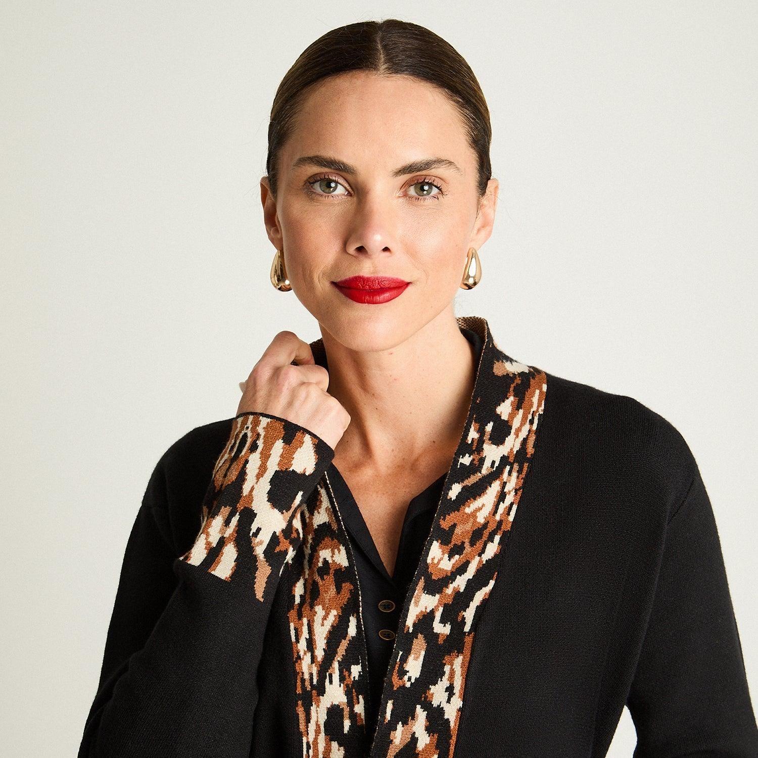 Tapado Jacquard Manga Larga Lazo Ecocuero Negro-2