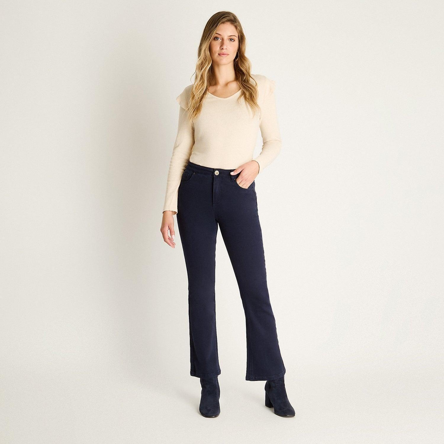 Jeans Azul Flare Elasticidad Media Calce Ajustado-3