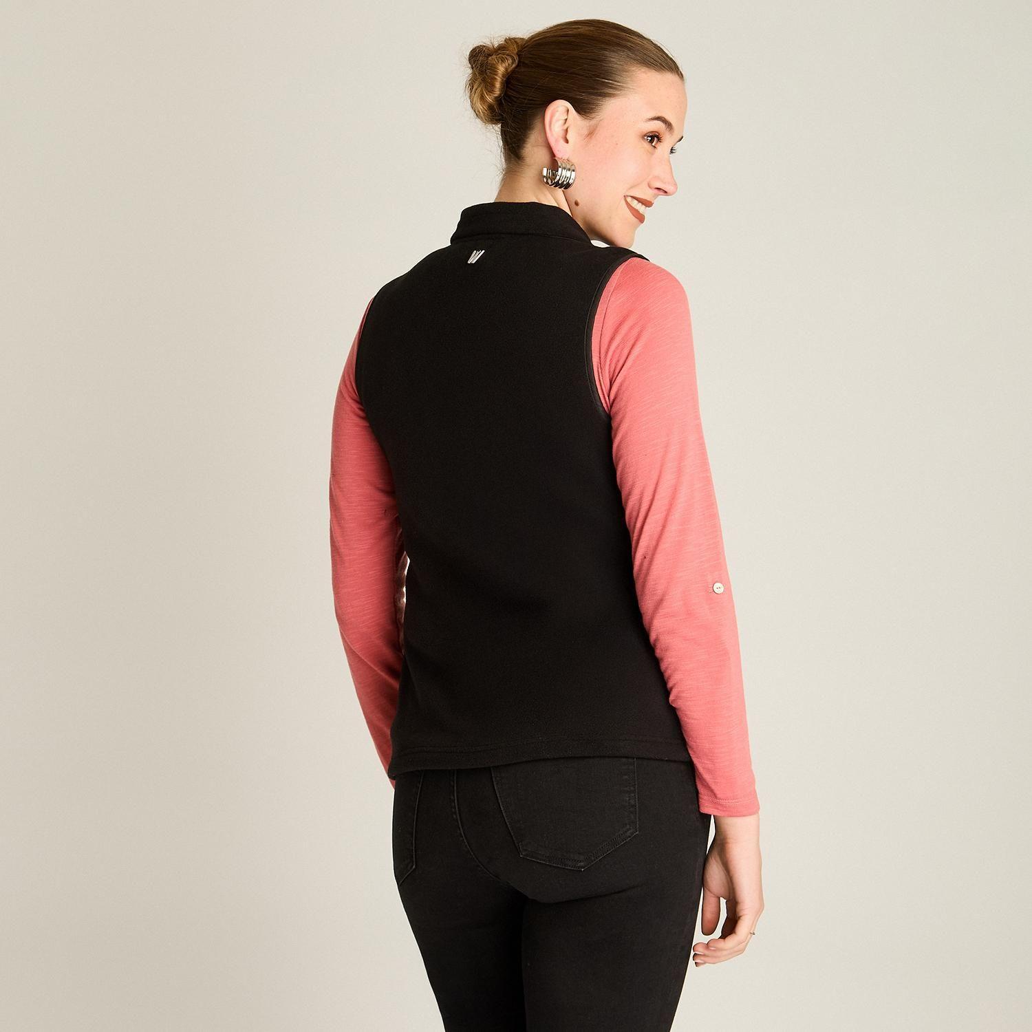 Polerón Polar Negro Sin Mangas Diseño Quilted a Tono-1