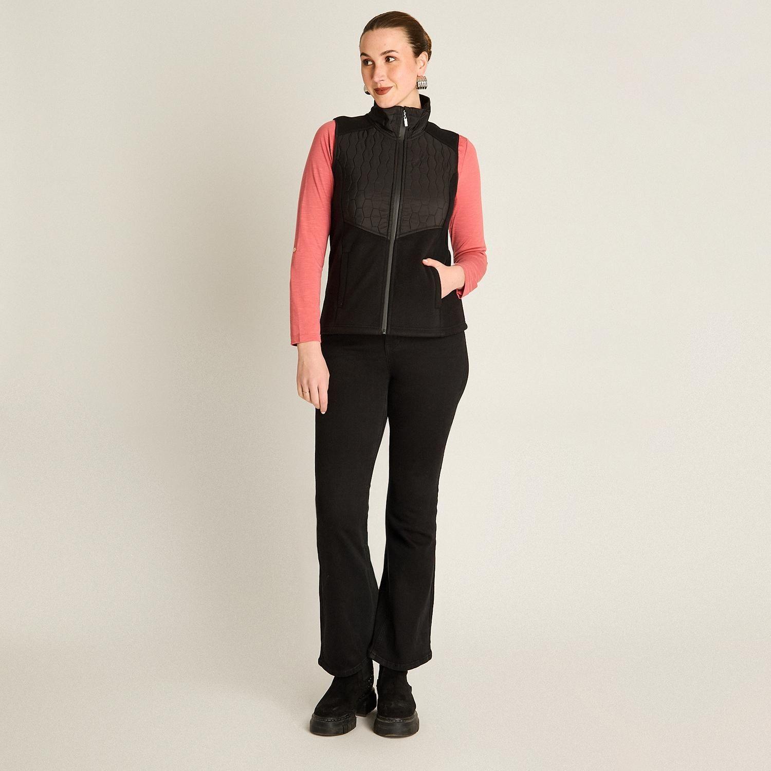 Polerón Polar Negro Sin Mangas Diseño Quilted a Tono-3