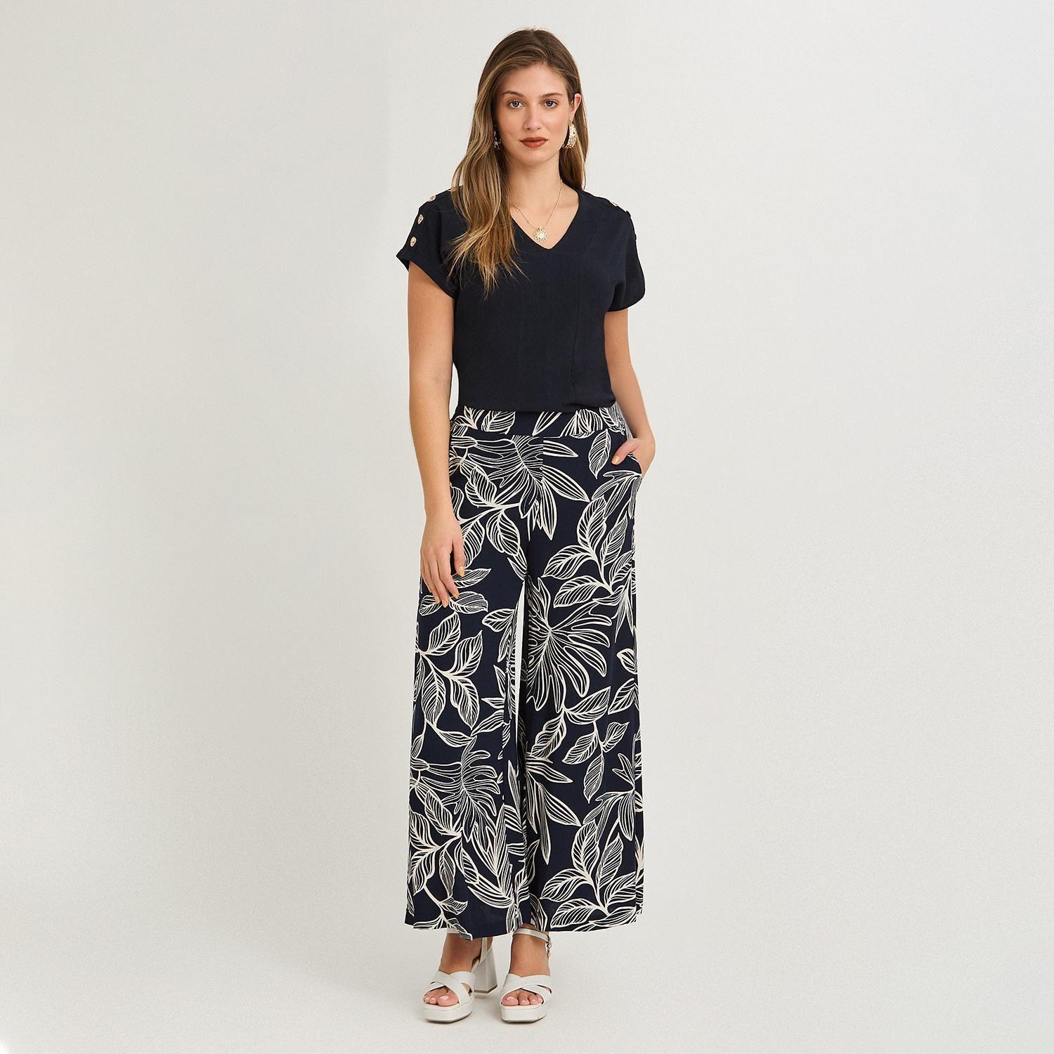 Pantalón Sport Palazzo Estampado Azul-3