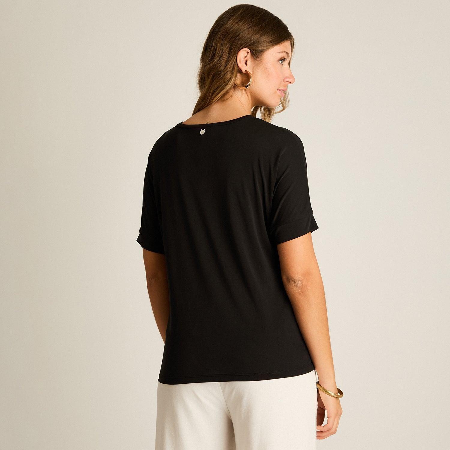 Polera Negro Manga Corta Sin Forro Calce Holgado-1