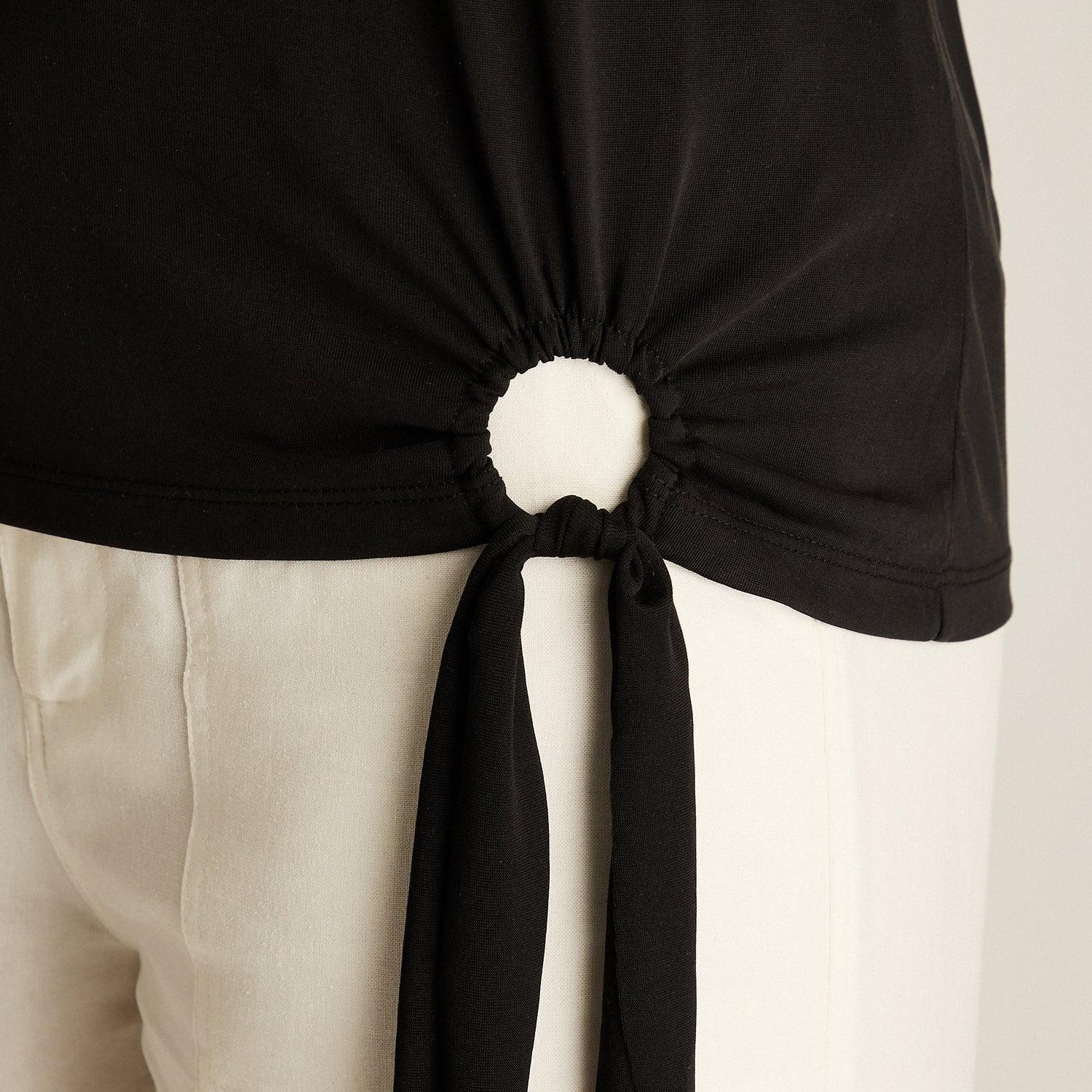 Polera Negro Manga Corta Sin Forro Calce Holgado-2