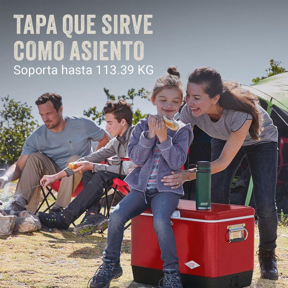 Cooler Coleman Diseño Retro y Tapa Have-A-Seat 85 Latas Rojo-7