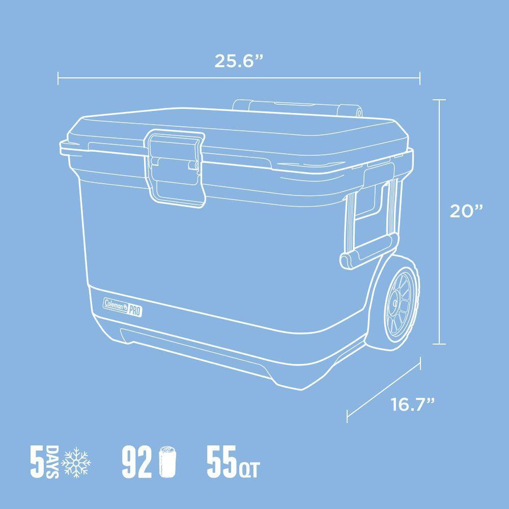 Cooler Coleman Pro Capacidad 52 Lt / 55 QT Celeste-7