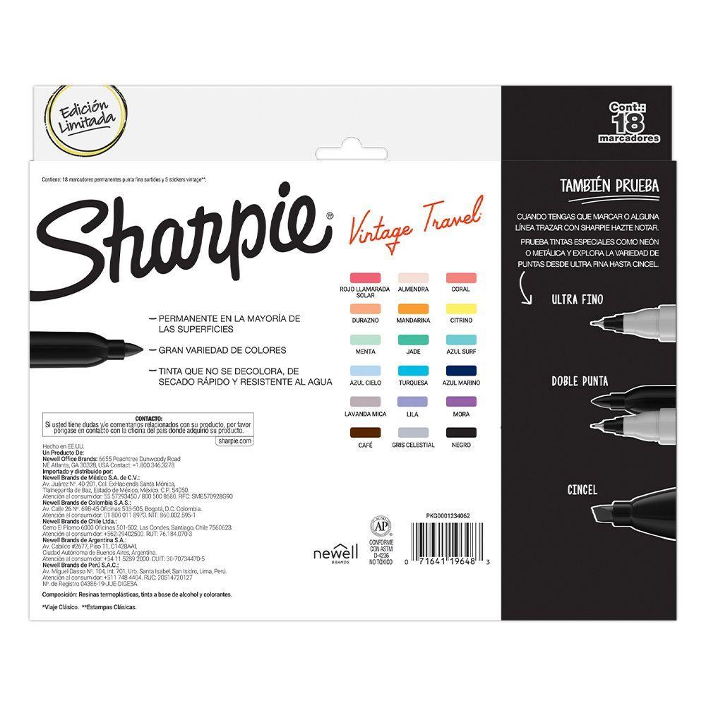Caja 18 Marcadores Vintage Sharpie Punta Fina-2