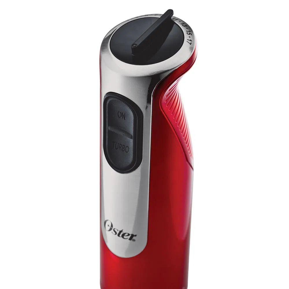 Batidora de inmersión Oster® roja con organizador y accesorios-4