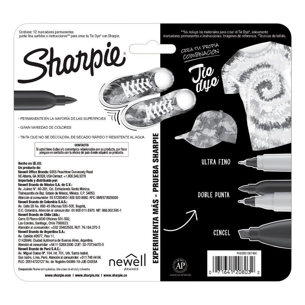Set 12 Marcadores Tie Dye Sharpie Punta Fina-1