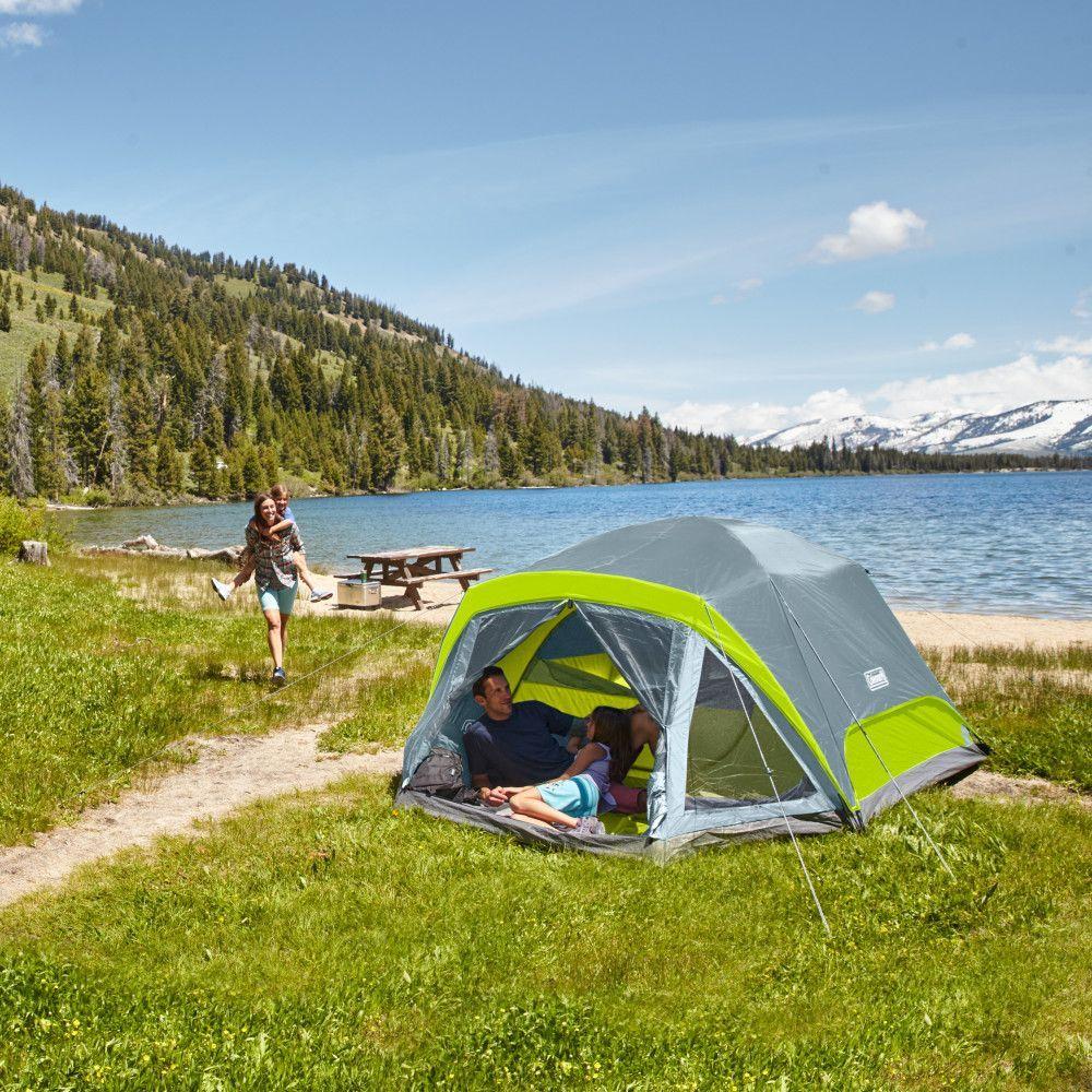 Carpa Coleman Skydome Dark Room 4P / 4 Personas Gris Verde-7