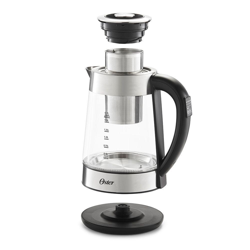 Hervidor eléctrico Oster® de vidrio con selección de temperatura e infusor de té BVSTKT8990-3