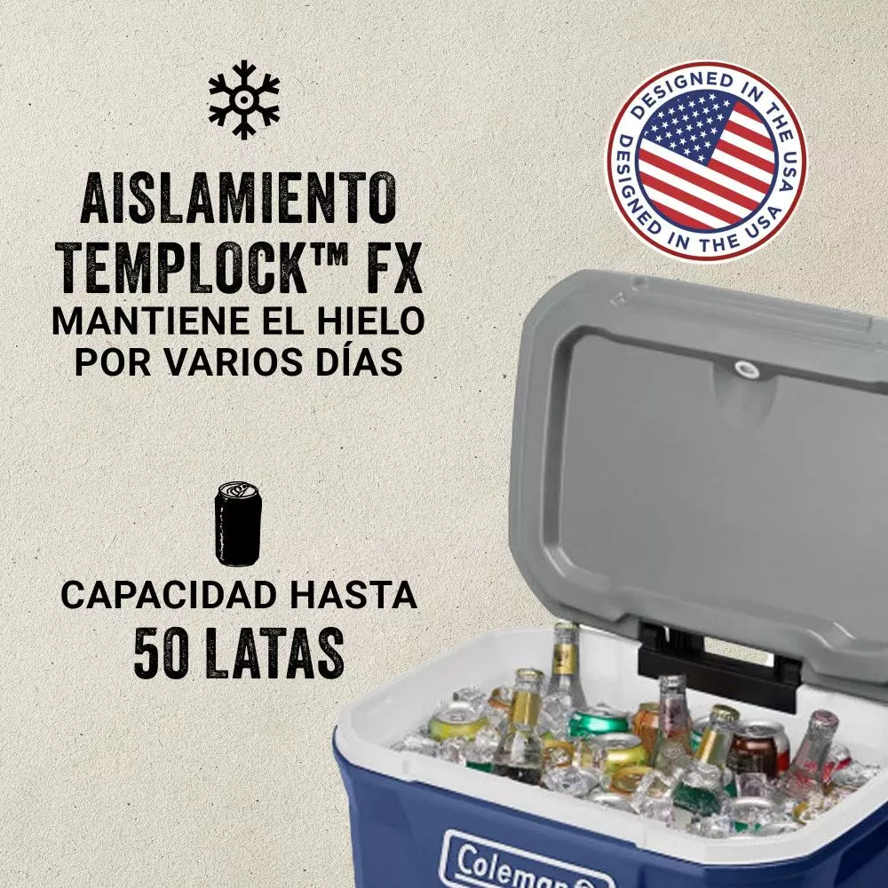 Cooler Coleman 316 con Ruedas Azul 61 Lt / 65 QT-2