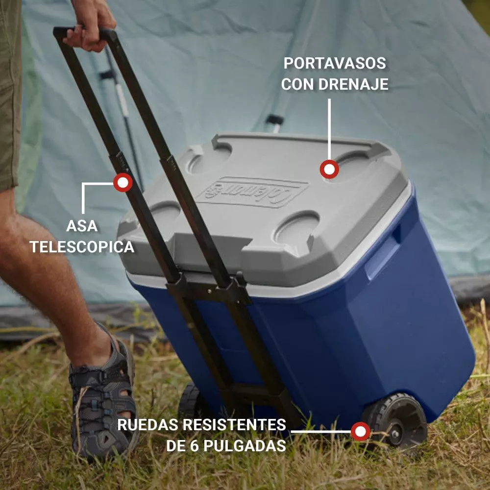 Cooler Coleman 316 con Ruedas Azul 61 Lt / 65 QT-3