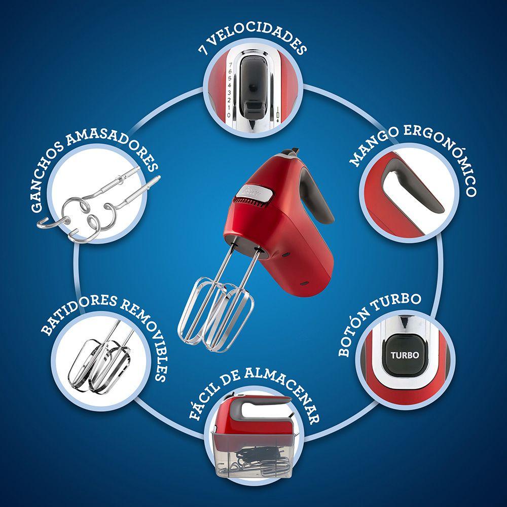 Batidora de mano Oster® 7 velocidades + función turbo FPSTHM360R-5